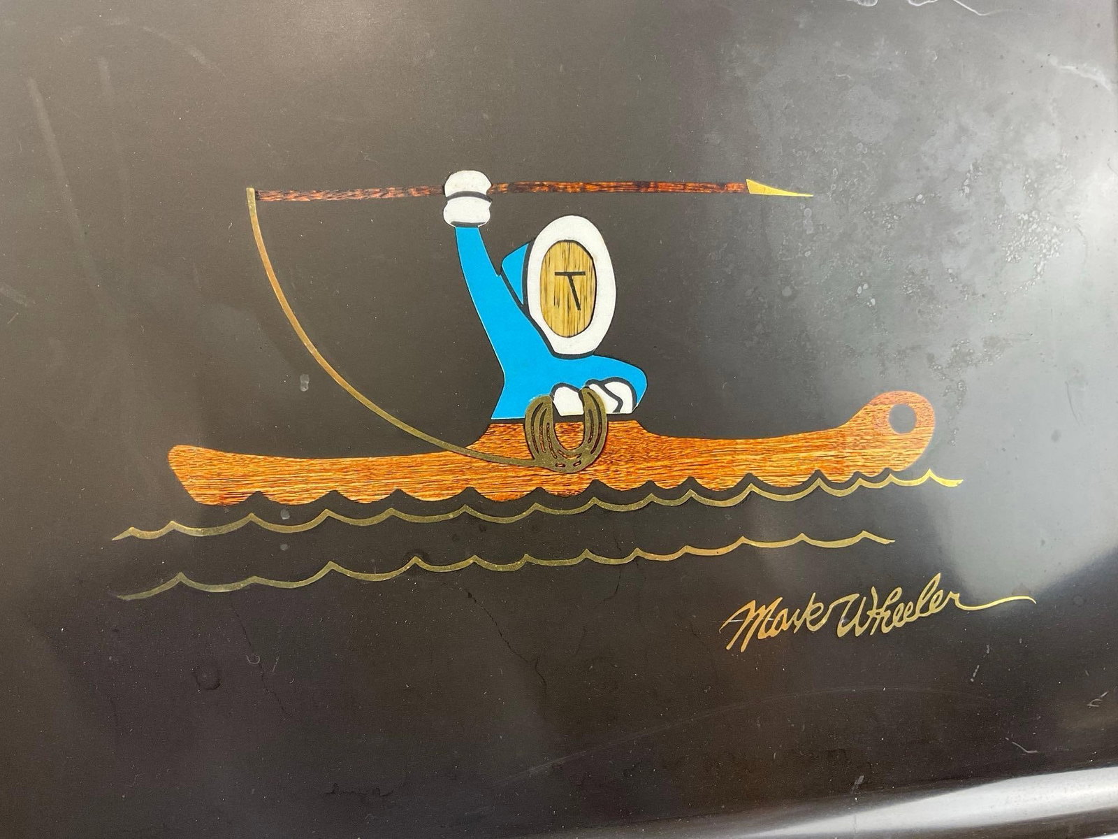 3 Custom Inlaid Composite Couroc Trays Alaskan Designs by Mark Wheeler, w/Signed Books, & Lithos - 5