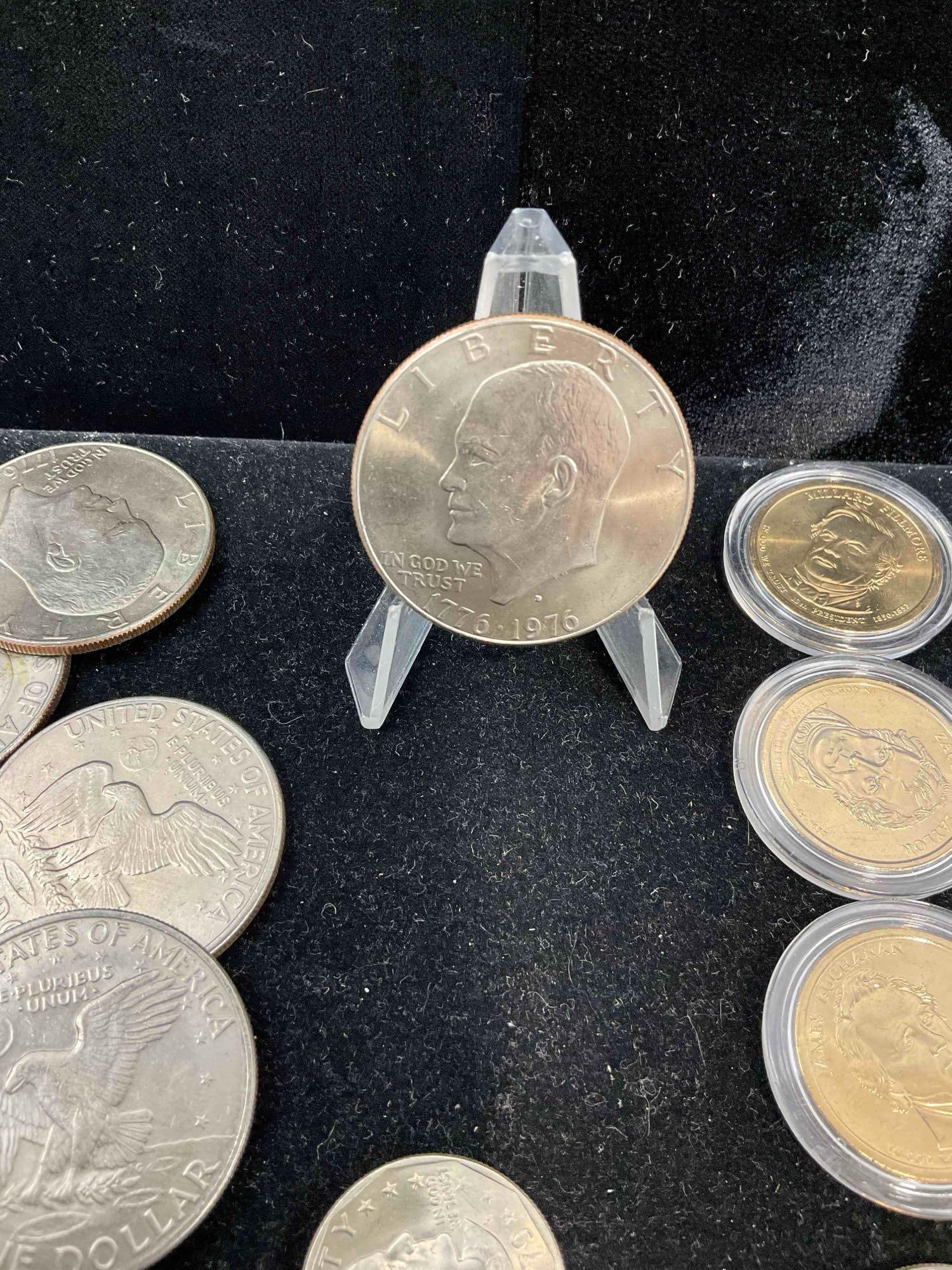 36 pcs Ch BU Quality Coins, incl. 12x Eisenhower, 12x SBA & 12x Gold Colored Commemorative. - 5