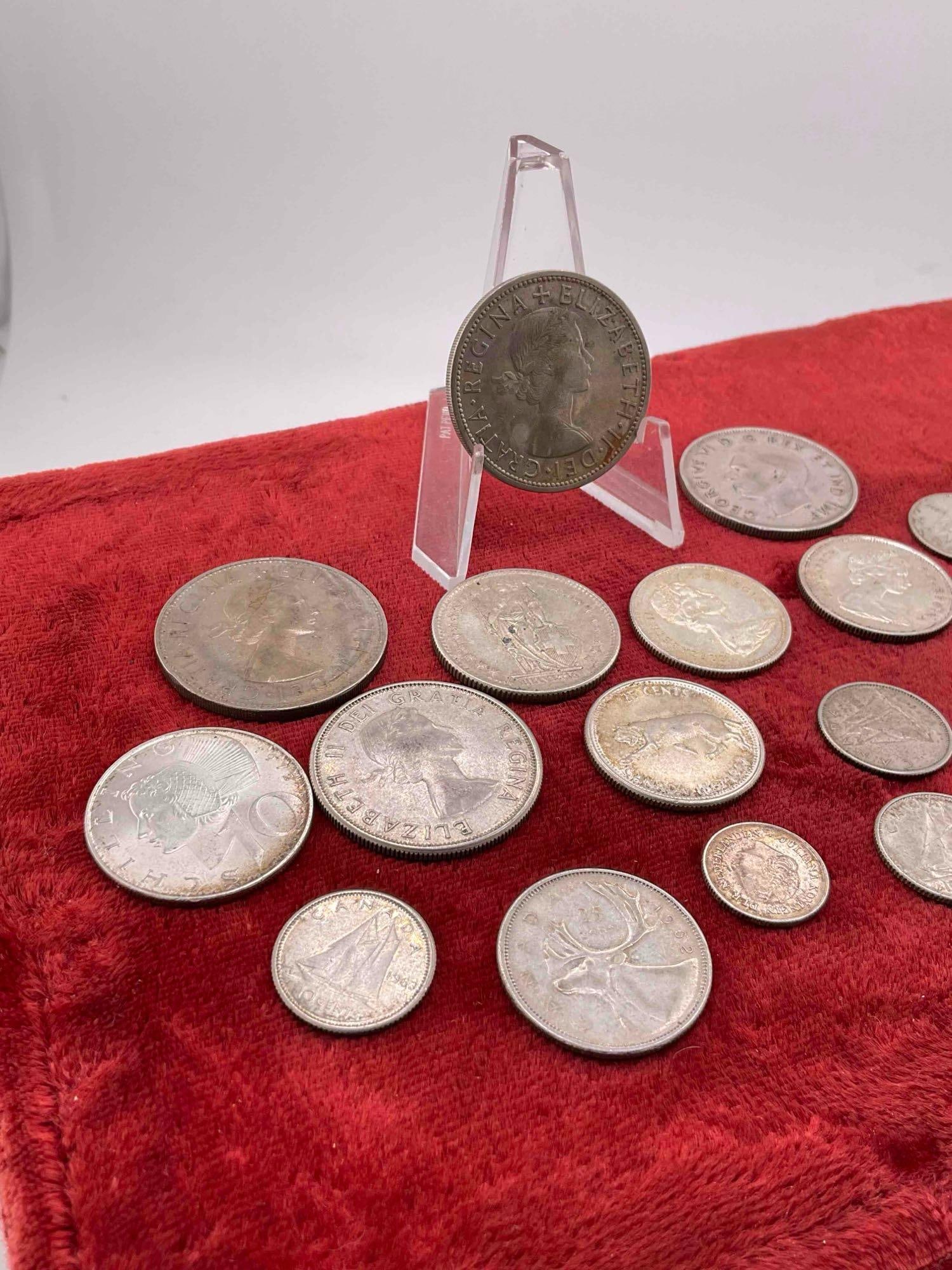 17 pcs Vintage Foreign Silver Coins, incl. Austrian Schilling & Canadian Quarter. - 3