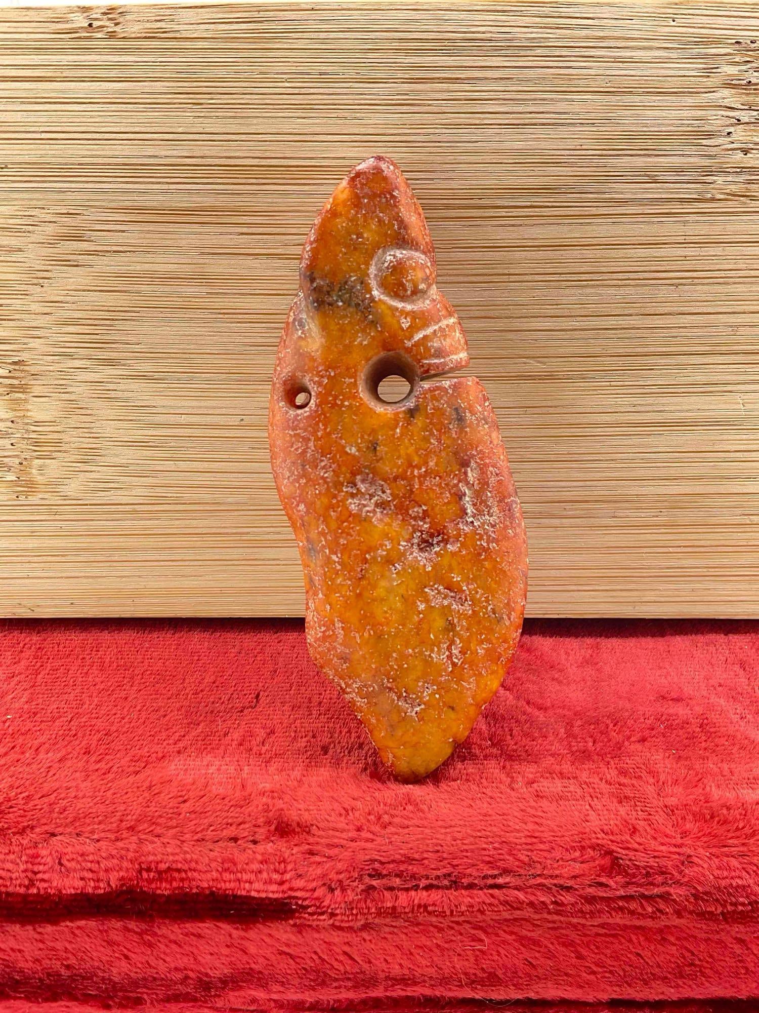 Ancient Hongshan Style Chinese Carved Jade "Pig-Dragon" Above Blade Pendant. - 3