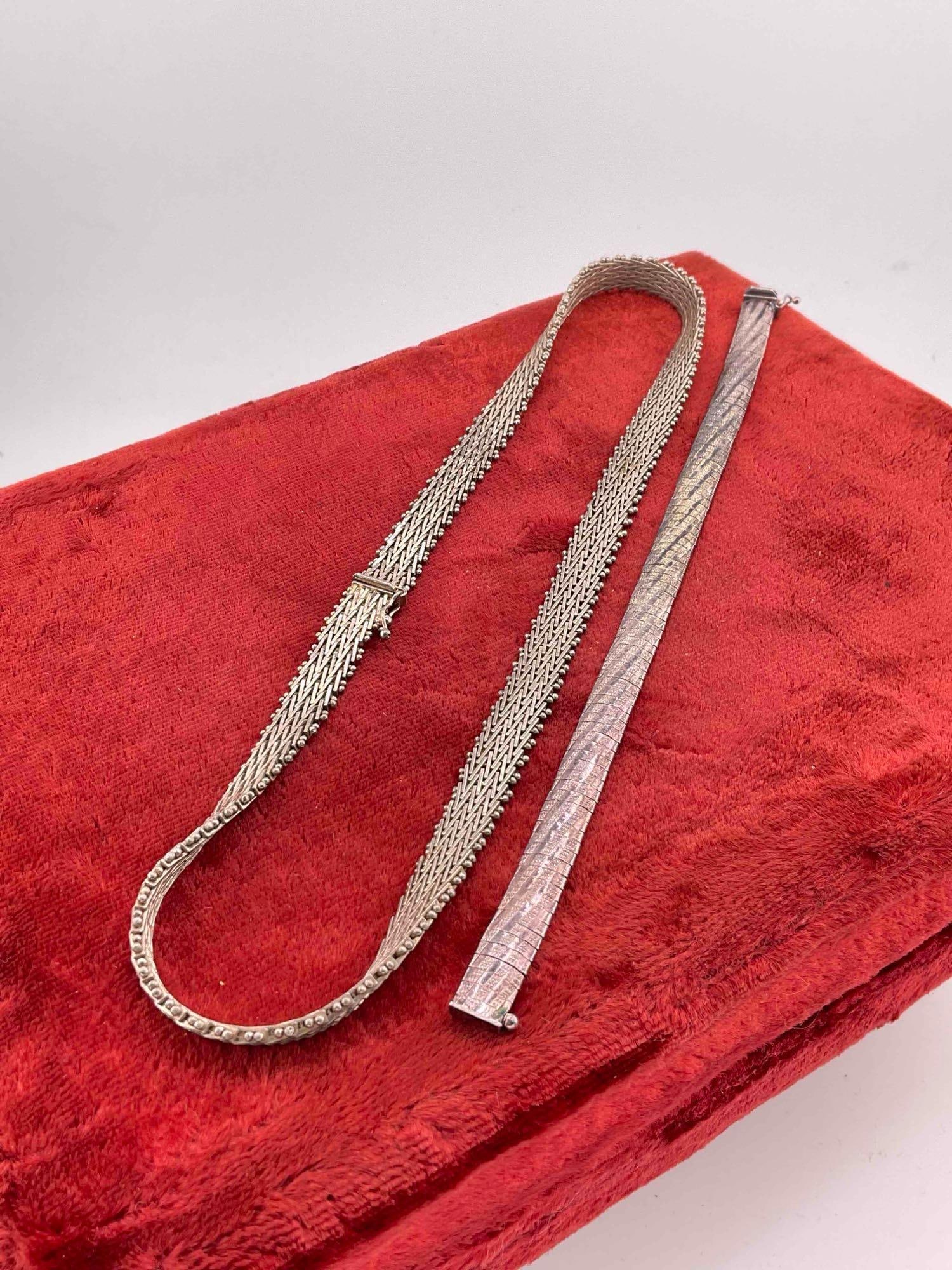 Fine Woven Italian Sterling Silver Necklace & Bracelet. - 2