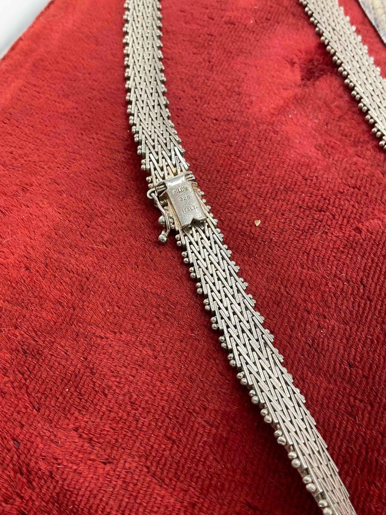 Fine Woven Italian Sterling Silver Necklace & Bracelet. - 3