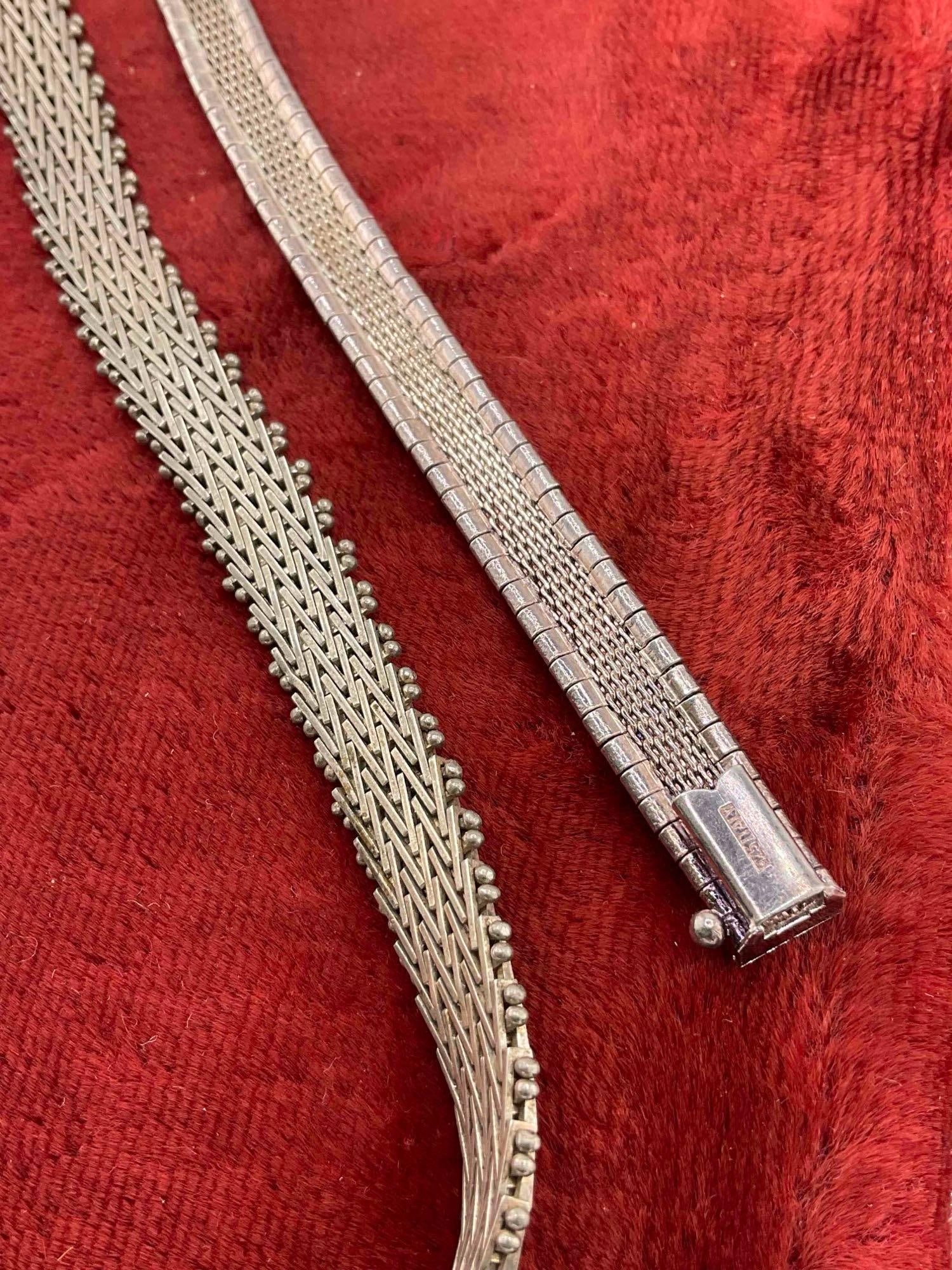 Fine Woven Italian Sterling Silver Necklace & Bracelet. - 4