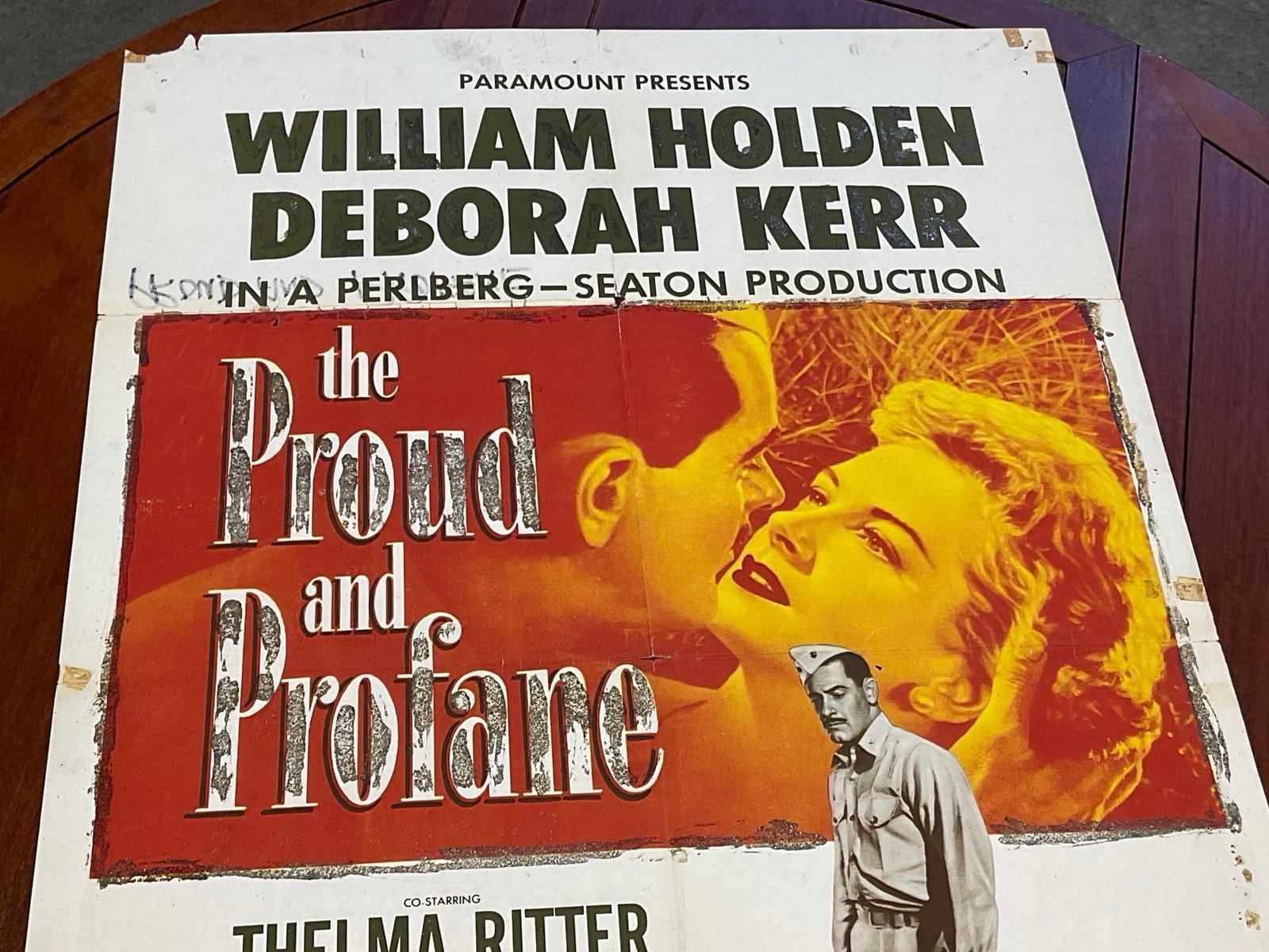 Vintage One Sheet Movie Poster 1956 The Proud & Profane, William Holden & Deborah Kerr - 2