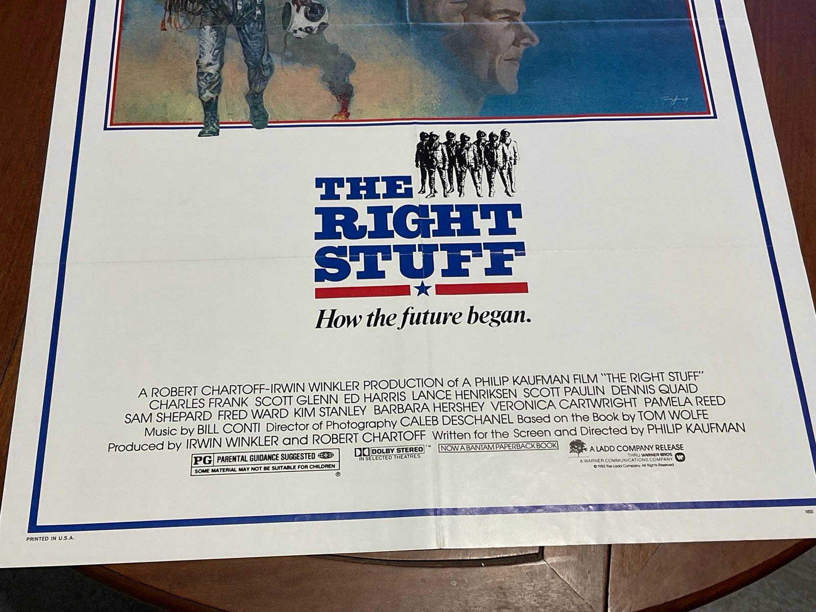 Vintage One Sheet Movie Poster, 1983 The Right Stuff, Watercolor style image w/Cast faces - 3