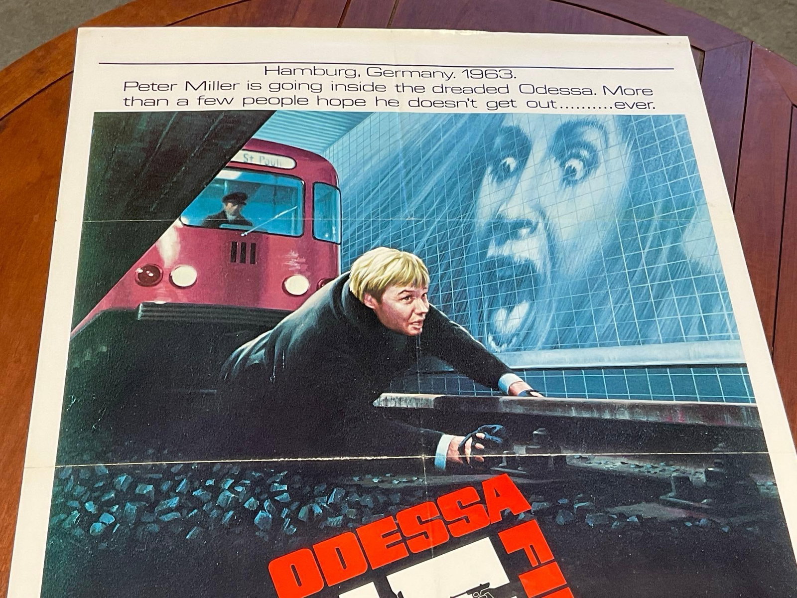 Vintage One Sheet Movie Poster 1974 The Odessa File, Jon Voight, Subway Car scene - 2