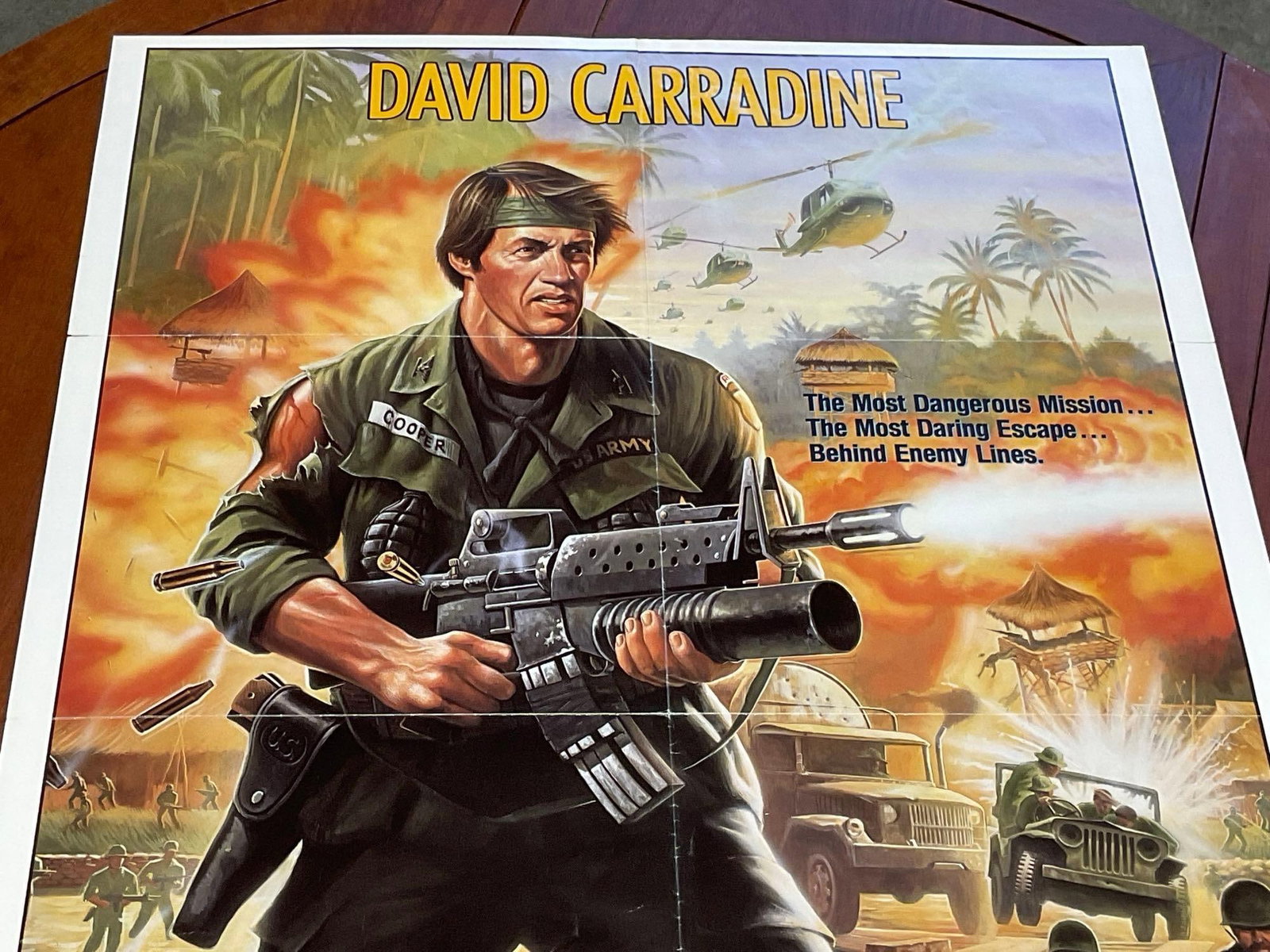 Vintage One Sheet Movie Poster 1986 P.O.W. The Escape David Carradine, Golan-Globus film - 2