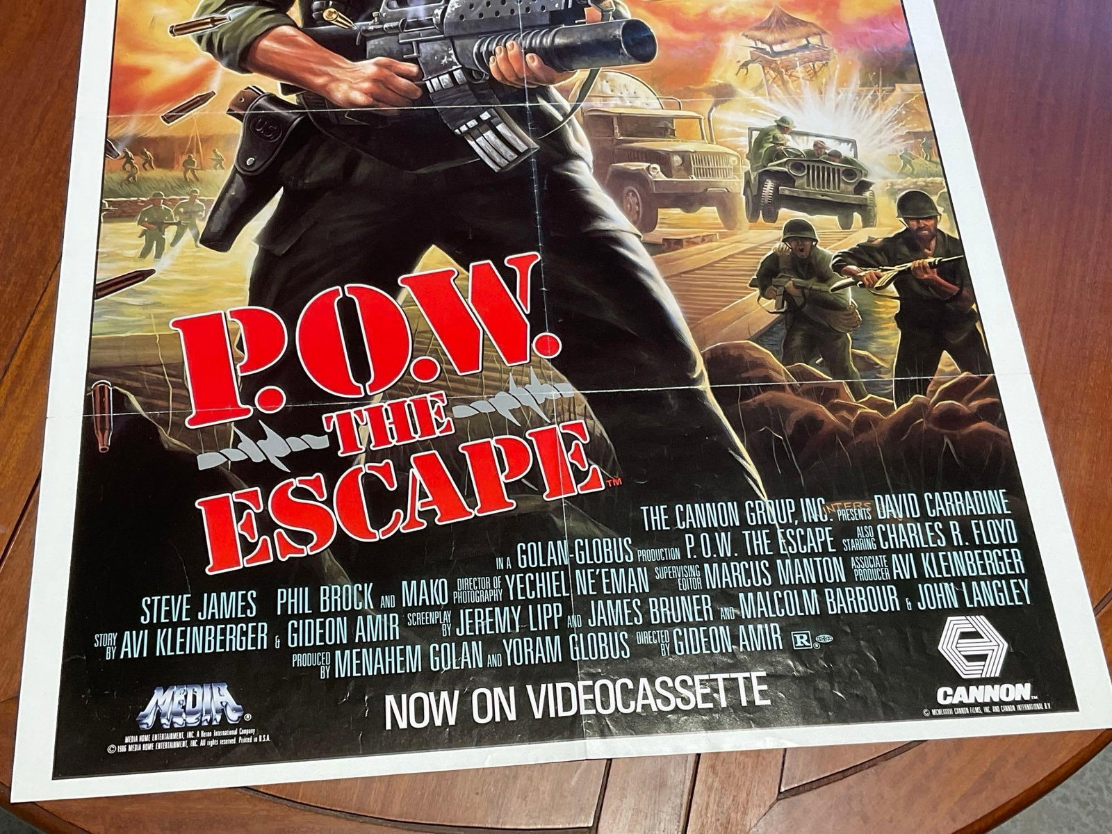 Vintage One Sheet Movie Poster 1986 P.O.W. The Escape David Carradine, Golan-Globus film - 3