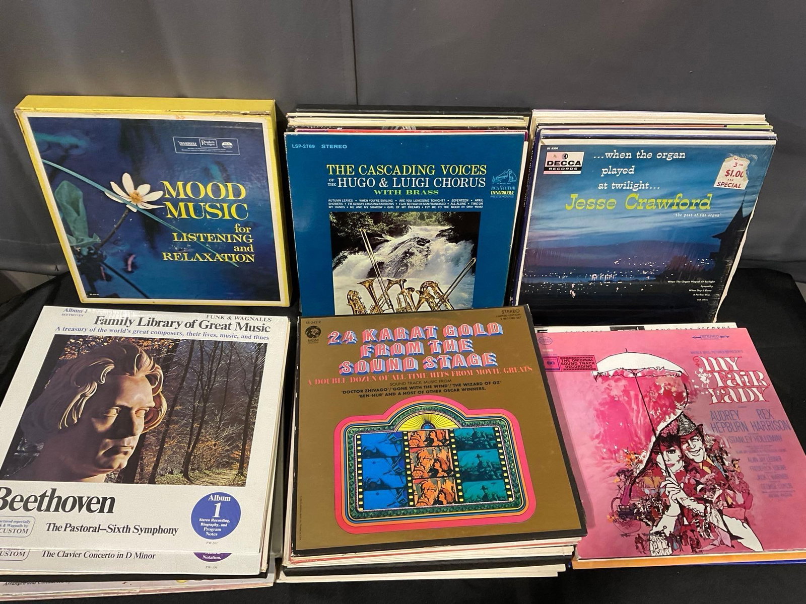 Large Selection of Vinyl Records, Hawaiian, Movie Themes, Christmas & more genres, approx 75-100 - 2