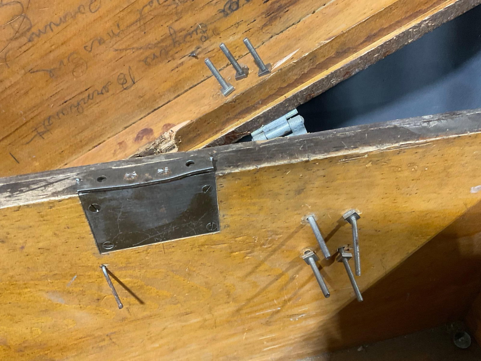 Old Wooden Storage Chest, needs some TLC, no keys, 15h x 26w x 16d inches - 5
