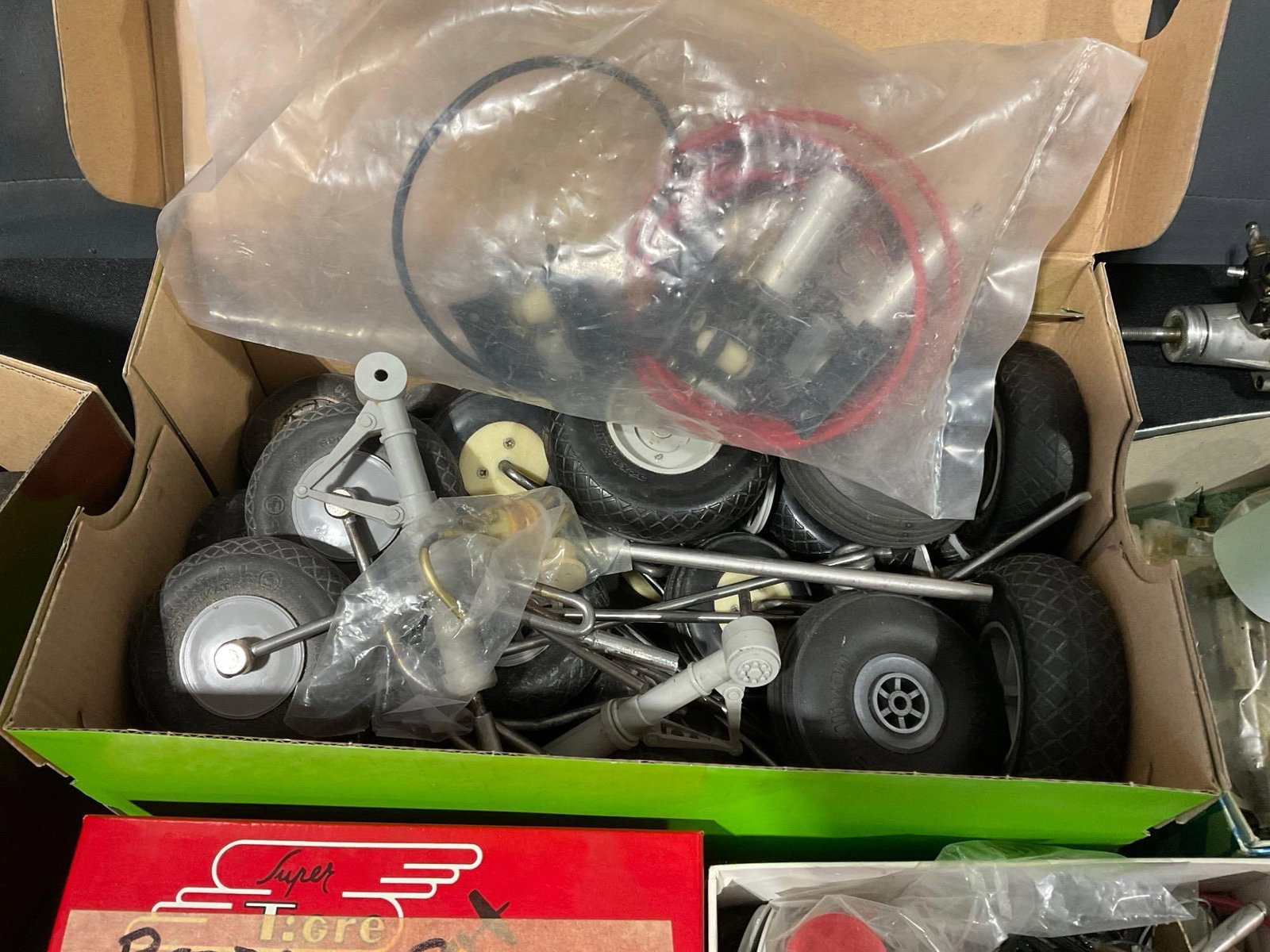 Collection of Model Airplane Parts, Wheels, Retractors, Couple Engines, & more - 3