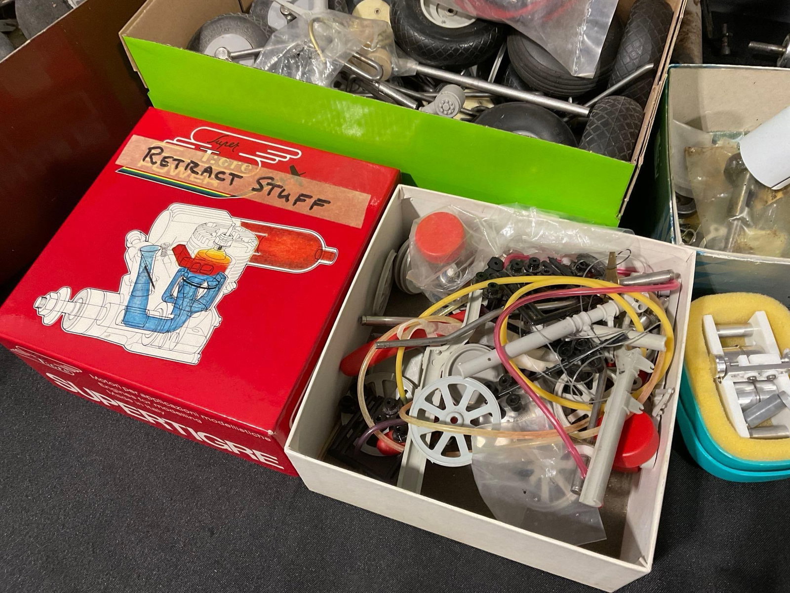 Collection of Model Airplane Parts, Wheels, Retractors, Couple Engines, & more - 4