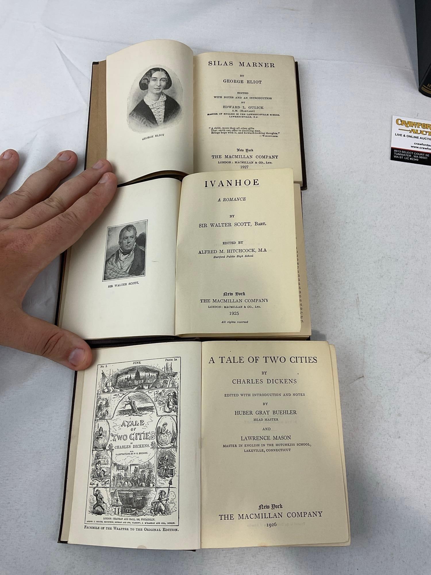Variety of Early 20th Century Books, Swiss Family Robinson, Literature Books, 3 Worn Small Novels - 3