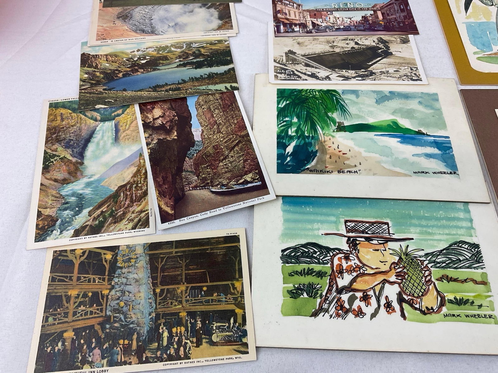 Selection of Small Pen & Watercolors by Mark Wheeler, Few Postcards, & Playing Cards, & More - 2