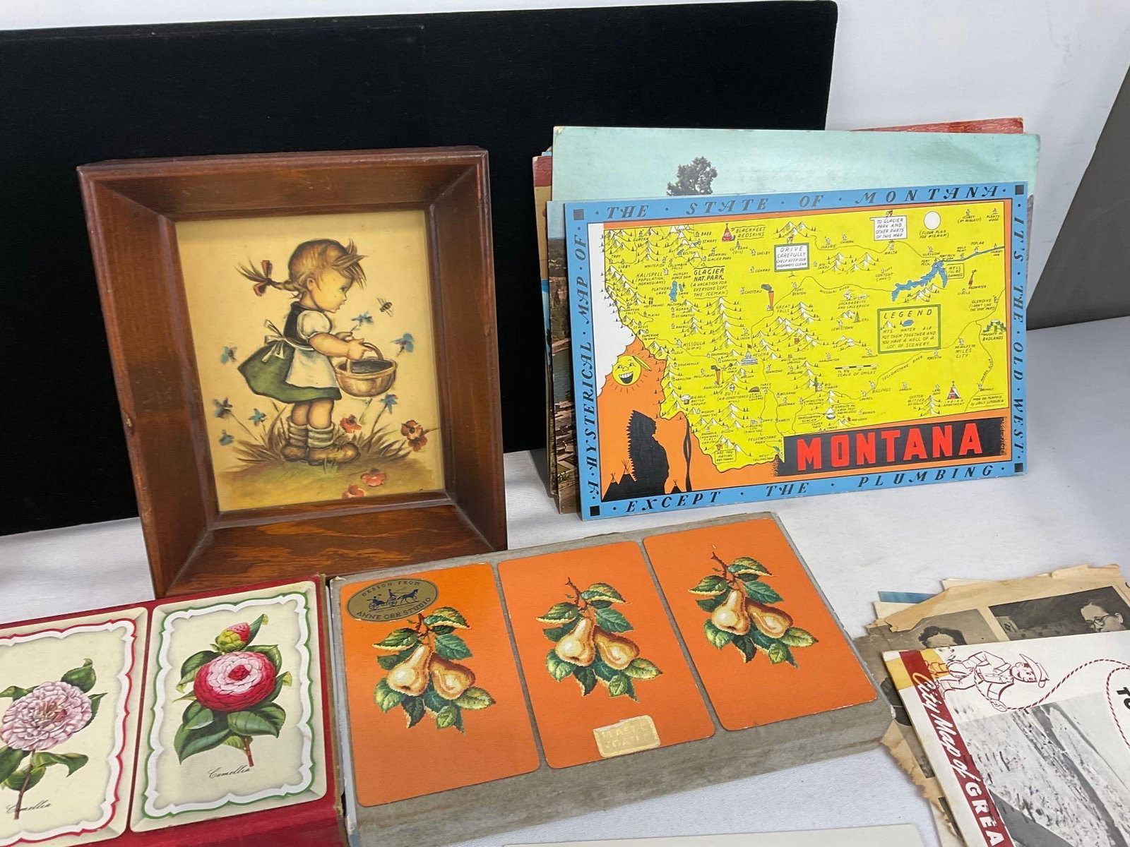 Selection of Small Pen & Watercolors by Mark Wheeler, Few Postcards, & Playing Cards, & More - 7