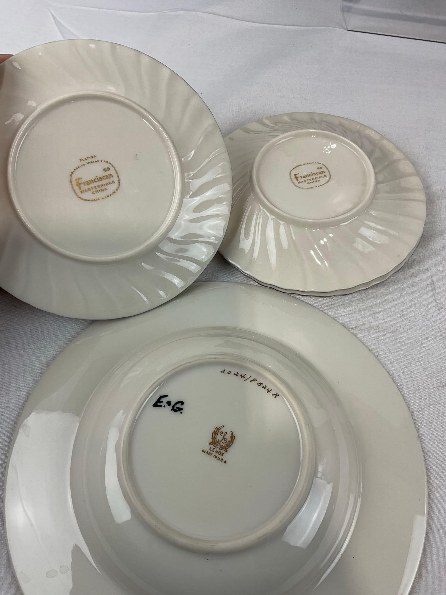 Variety of Lenox Pieces, Ruffled Rim Oyster Plate, 2x Southern Gardens saucers, Fiestaware Saucer - 6