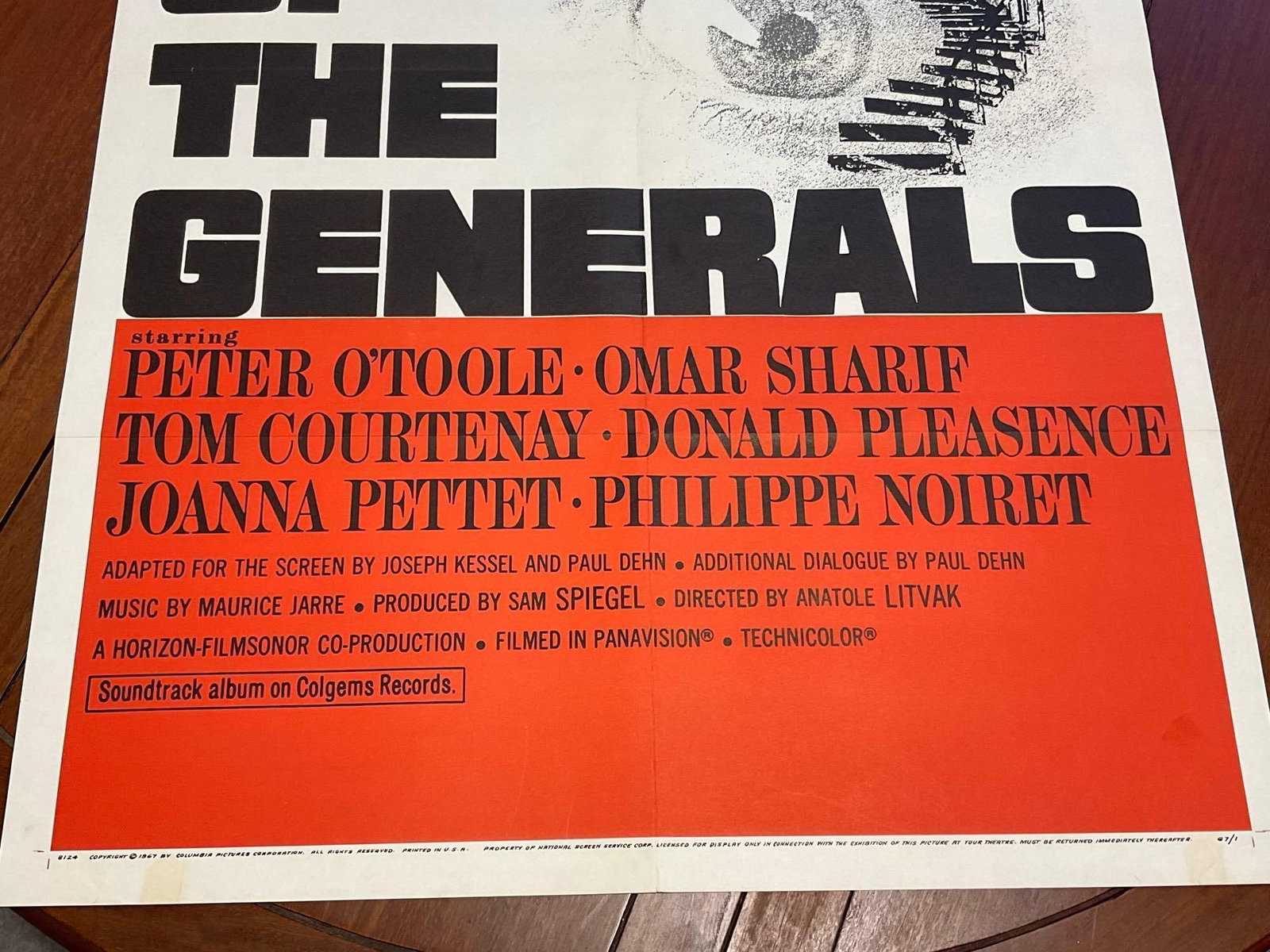 Vintage One Sheet Movie Poster, 1967 Duo Tone The Night of the Generals, Peter O Toole, Omar Sharif - 3