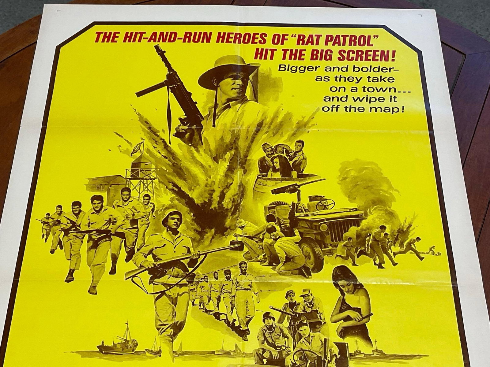 Vintage One Sheet Movie Poster, 1971 Massacre Harbor, Stylized soldiers on Yellow background - 2