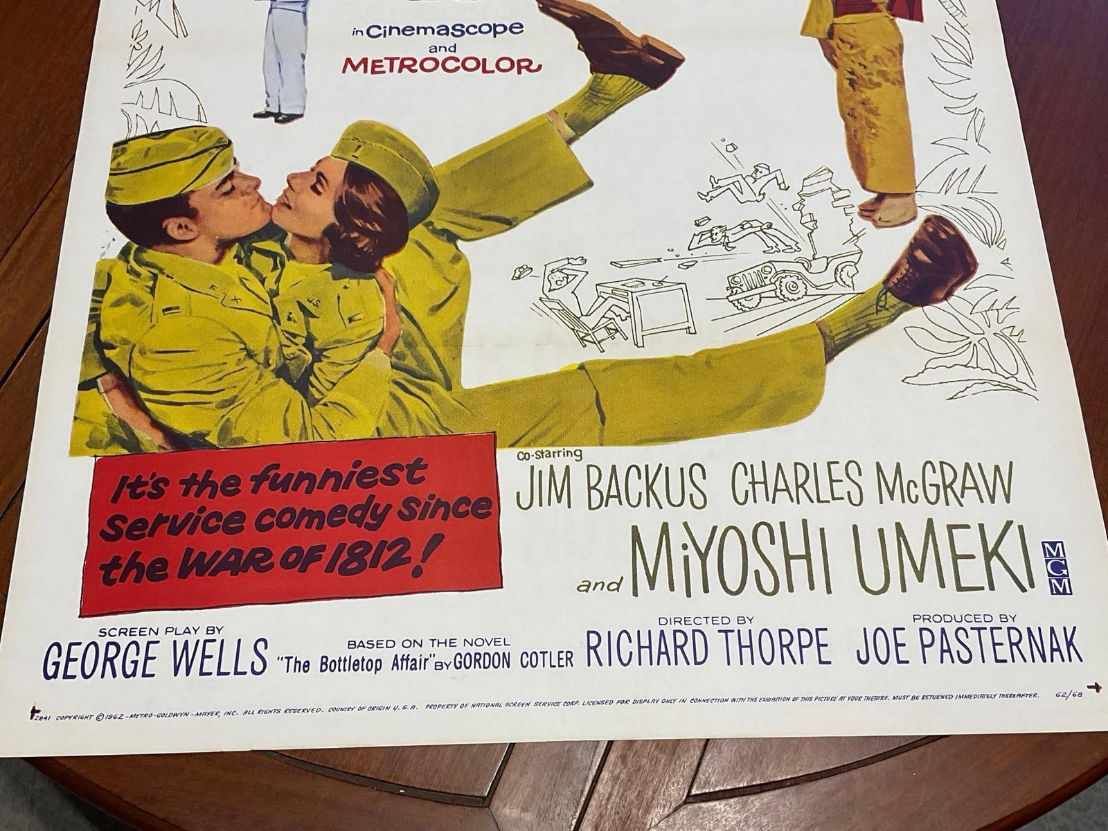 Vintage One Sheet Movie Poster 1962 Horizontal Lieutenant, Jim Hutton, Paula Prentiss, & Jack Car... - 3