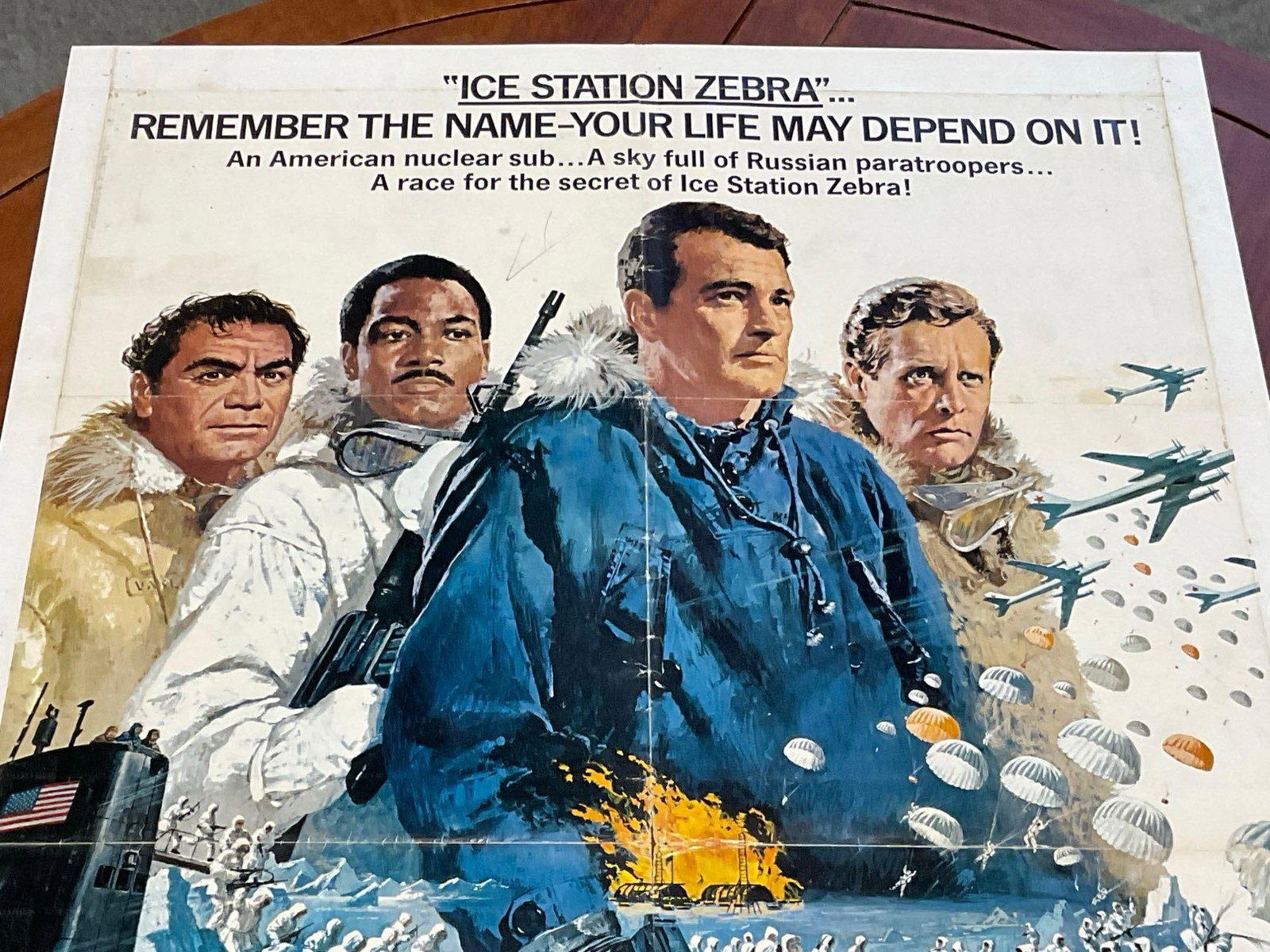 Vintage One Sheet Movie Poster, 1968 Ice Station Zebra, Cold War Soldiers in Icy Scene - 2