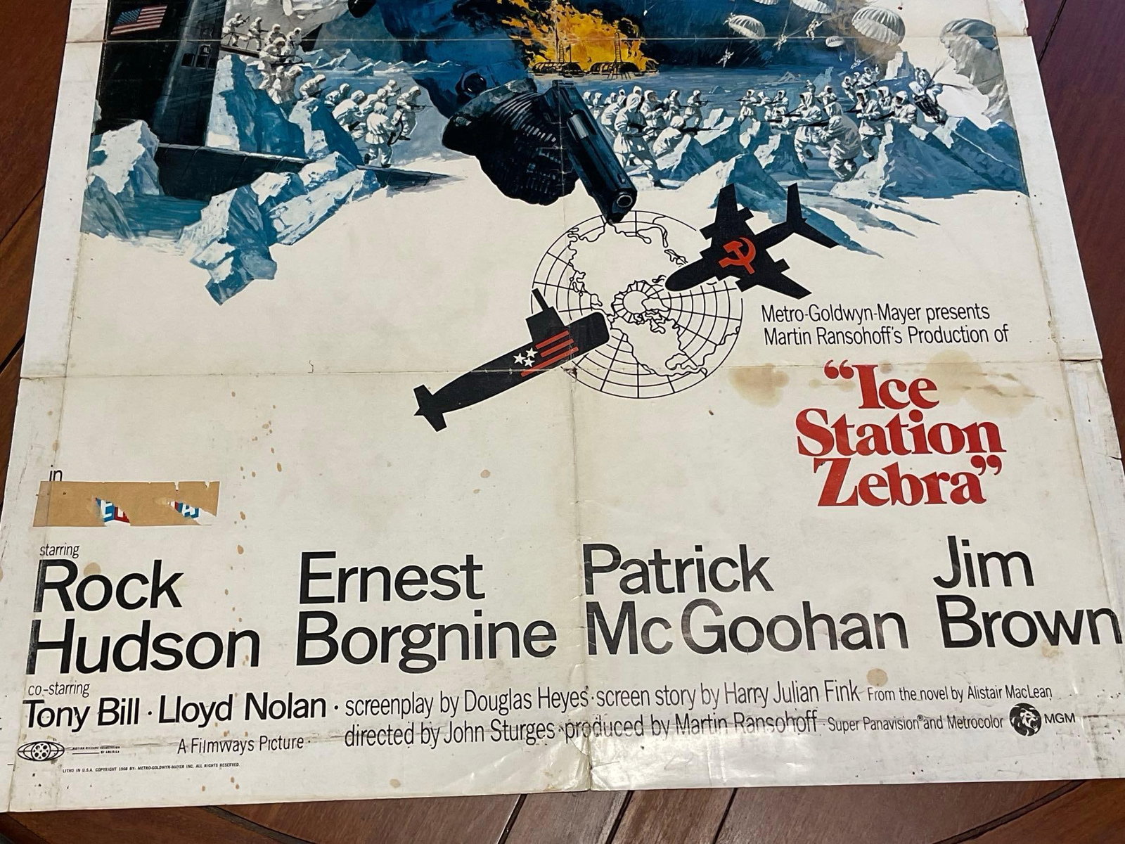 Vintage One Sheet Movie Poster, 1968 Ice Station Zebra, Cold War Soldiers in Icy Scene - 3