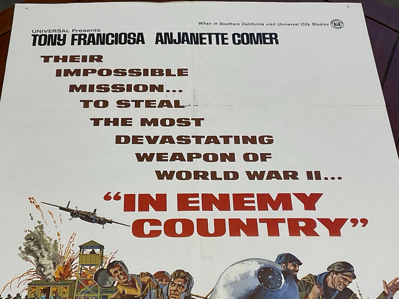 Vintage One Sheet Movie Poster, 1968 In Enemy Country, Soldiers Hauling a Big Missile on front - 2