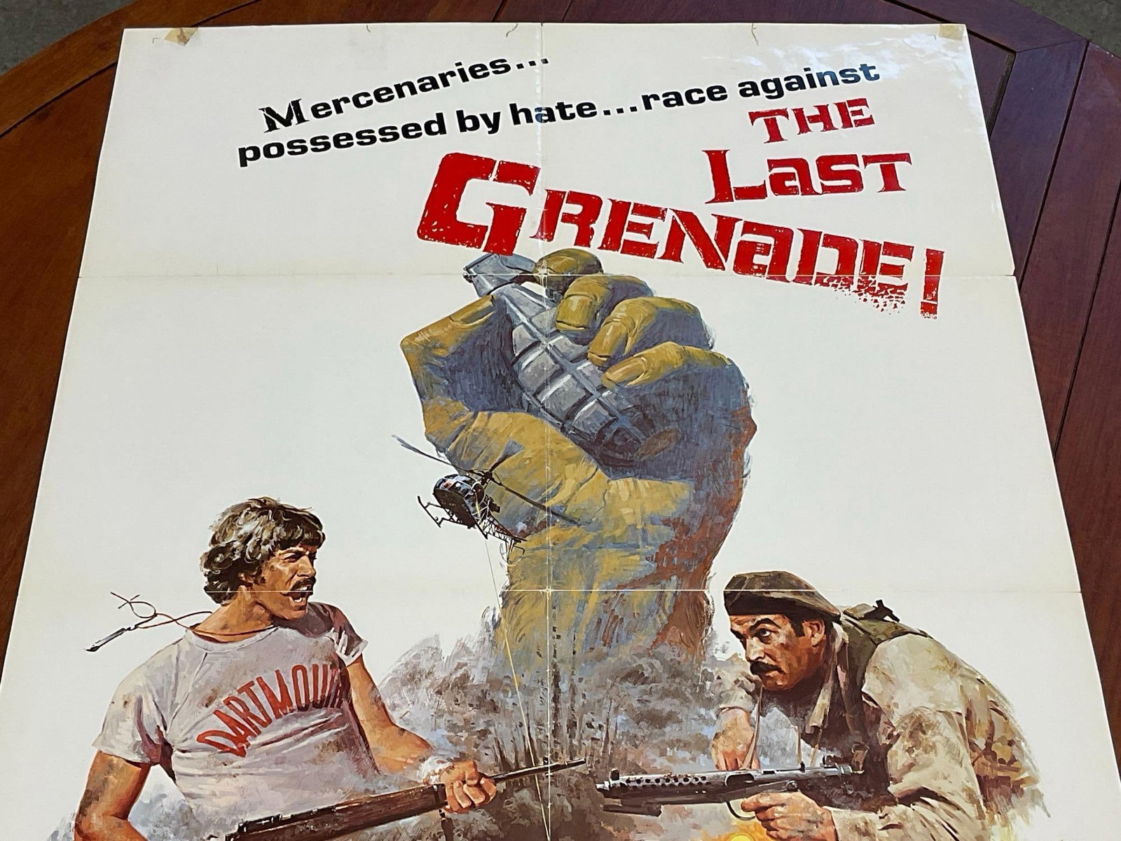Vintage One Sheet Movie Poster, 1969 The Last Grenade, Mercenaries stylized on white background - 2