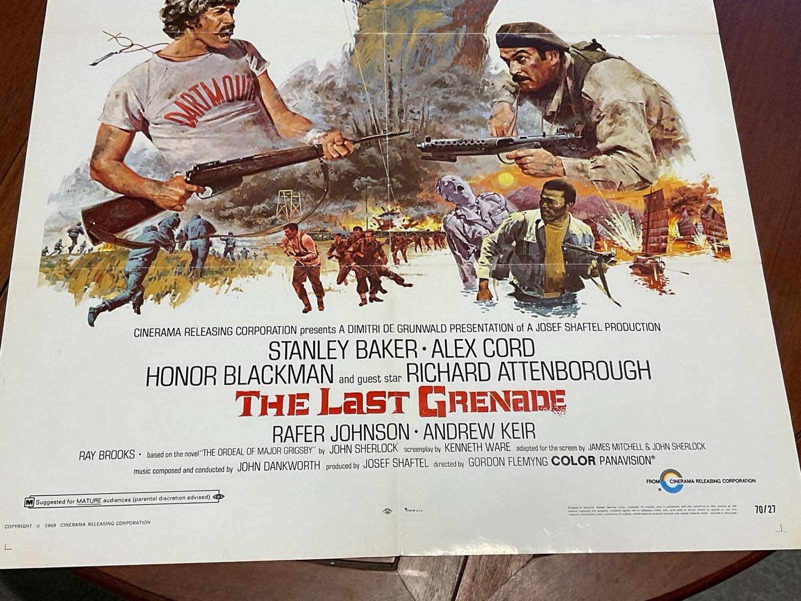 Vintage One Sheet Movie Poster, 1969 The Last Grenade, Mercenaries stylized on white background - 3