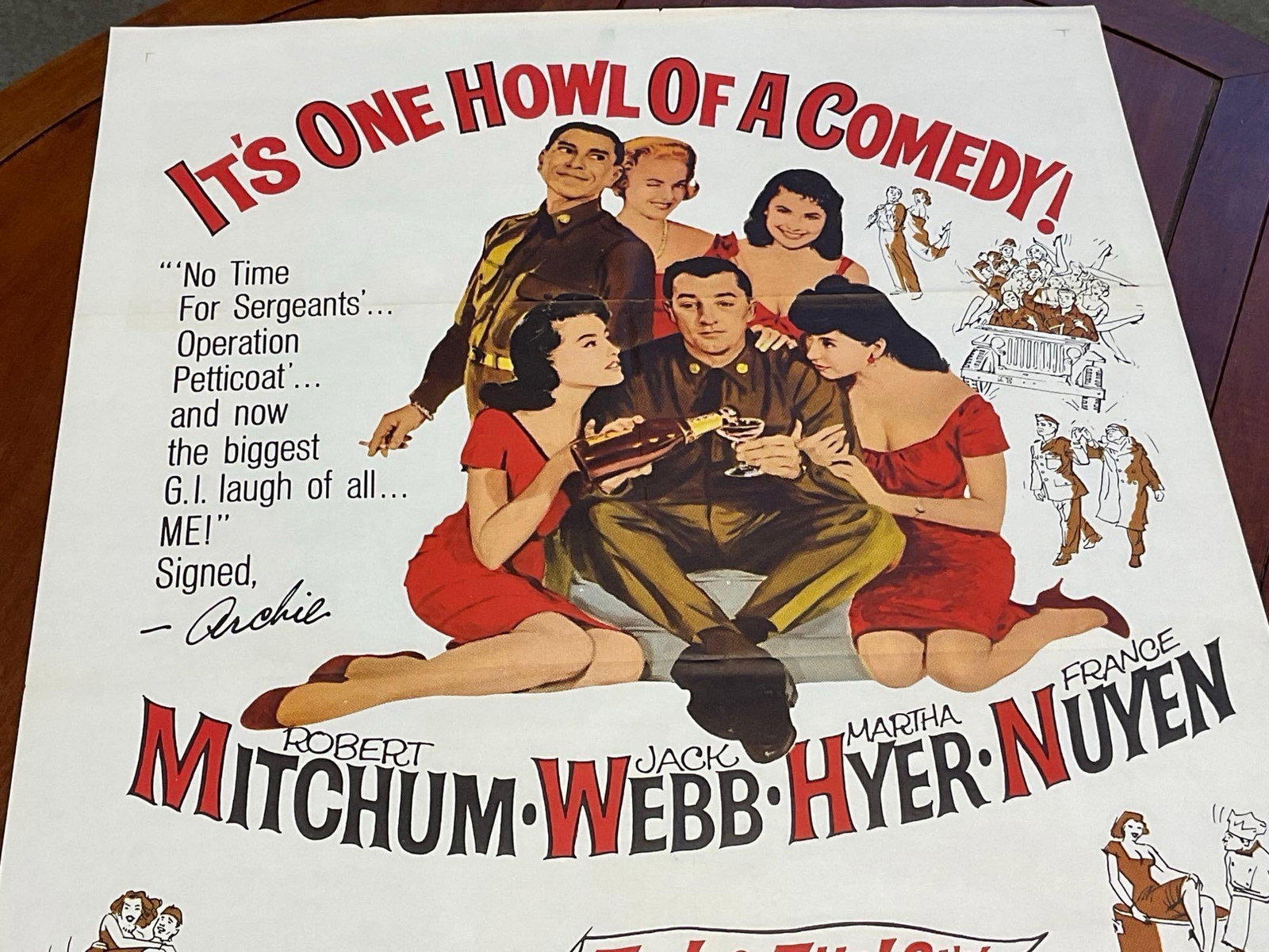Vintage One Sheet Movie Poster 1961 The Last Time I Saw Archie, B&W, Ochre & Red - 2