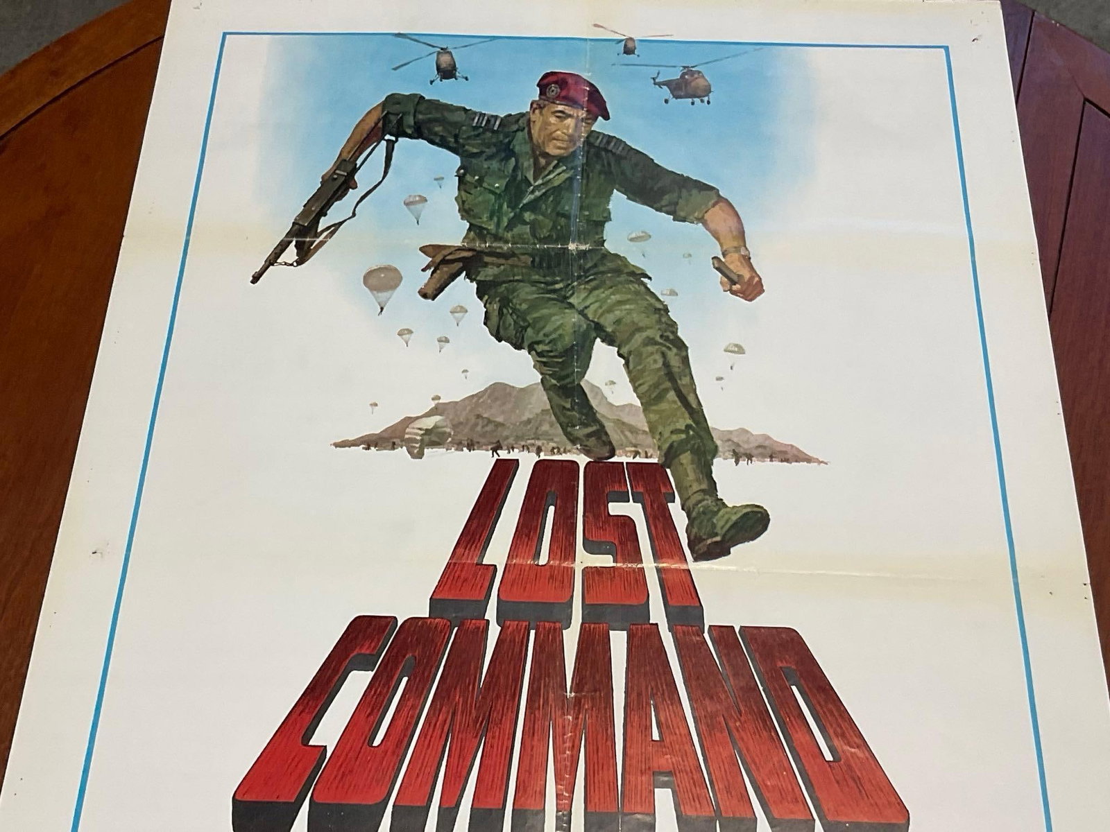 Vintage One Sheet Movie Poster, 1966 Lost Command, w/title in red, Soldier running - 2