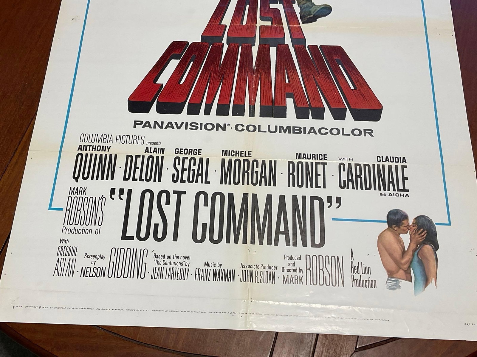 Vintage One Sheet Movie Poster, 1966 Lost Command, w/title in red, Soldier running - 3