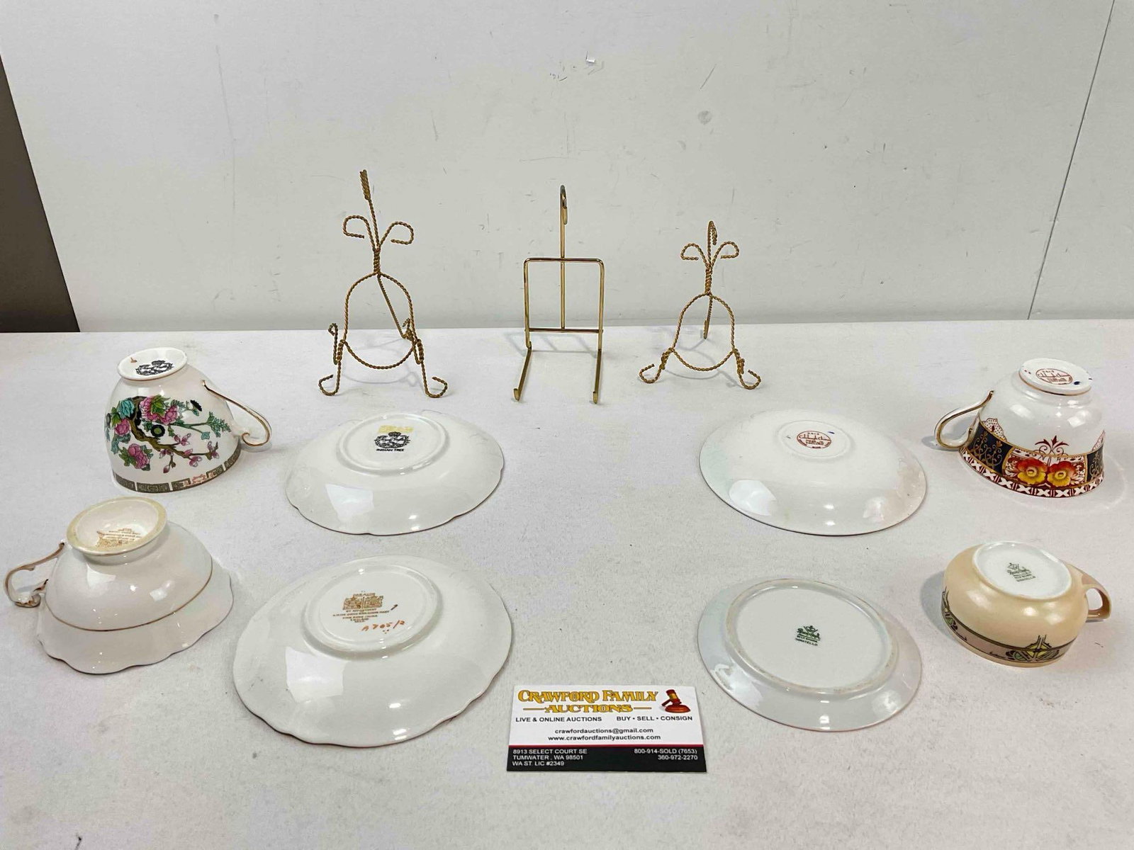 4 pcs Vintage Ceramic Cups & Saucers, incl. Rosenthal & Paragon w/ 3 pcs Wire Frames. - 4