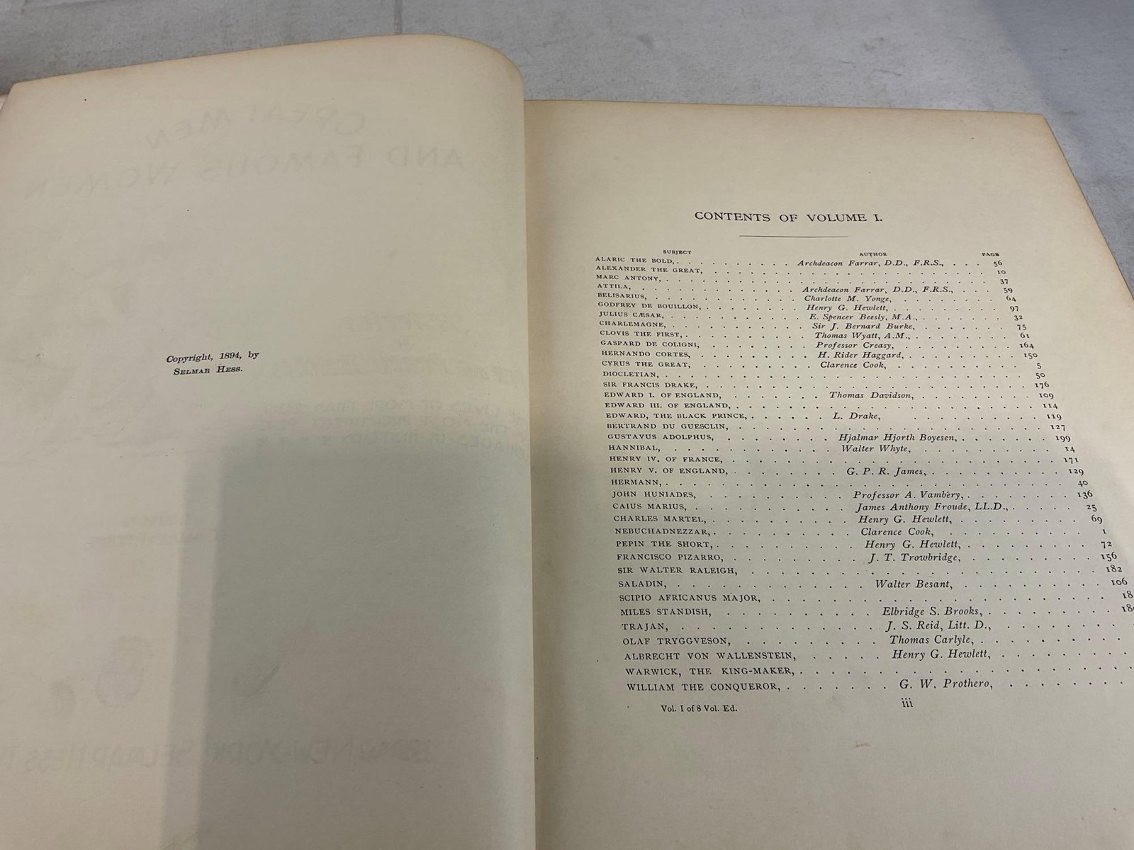 8 Antique Books, Great Men & Famous Women 1-7 Volumes, & Living Animals of the World Vol 1 - 6