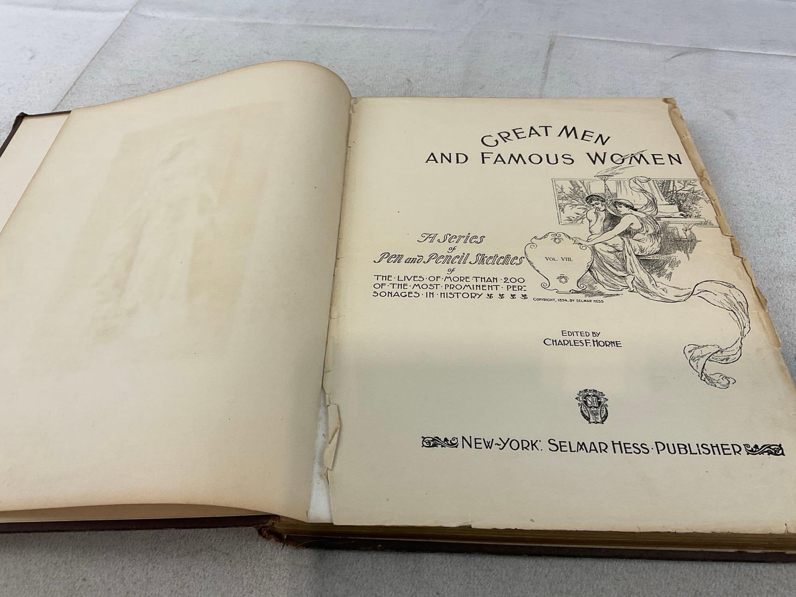 8 Antique Books, Great Men & Famous Women 1-7 Volumes, & Living Animals of the World Vol 1 - 7