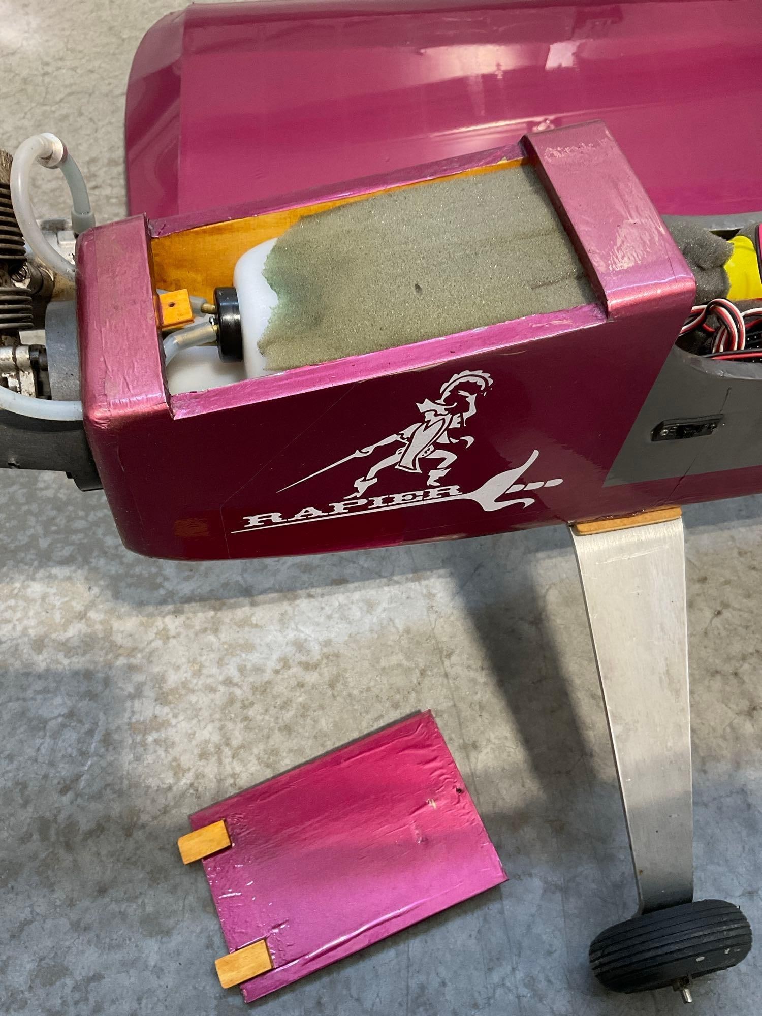 Rapier Purple & Grey Balsa RC Airplane w/RC Motor, MVVS .61 Glow Engine? 15x56x26 inches - 8