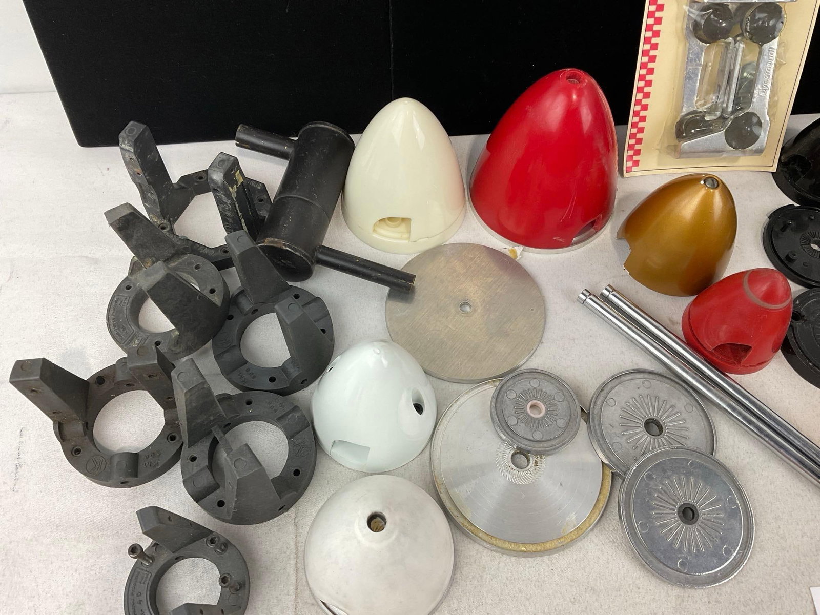 Collection of RC Airplane Propeller Spinner Nose Cones, Back Plates, Engine Braces & more - 2