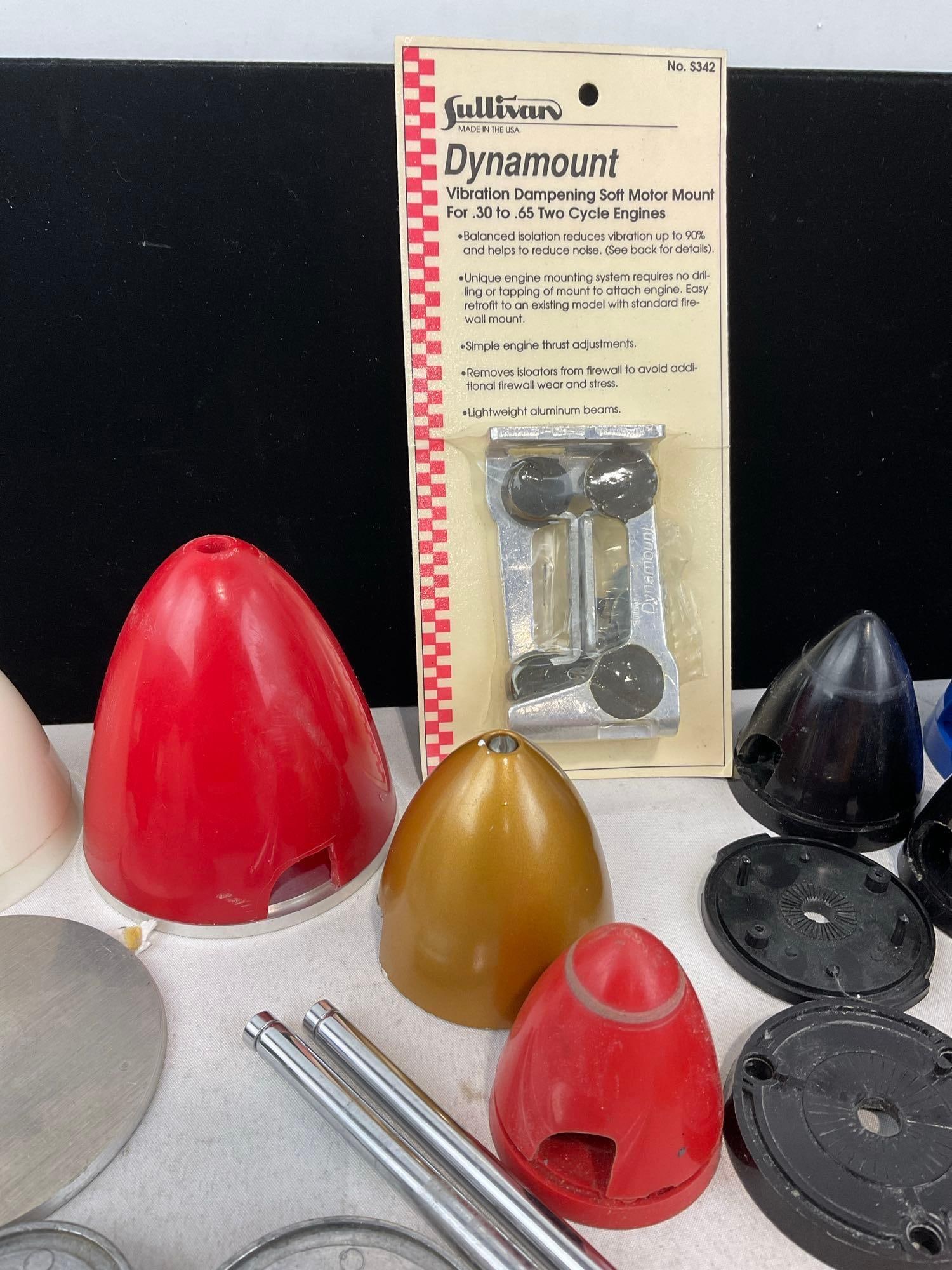 Collection of RC Airplane Propeller Spinner Nose Cones, Back Plates, Engine Braces & more - 4