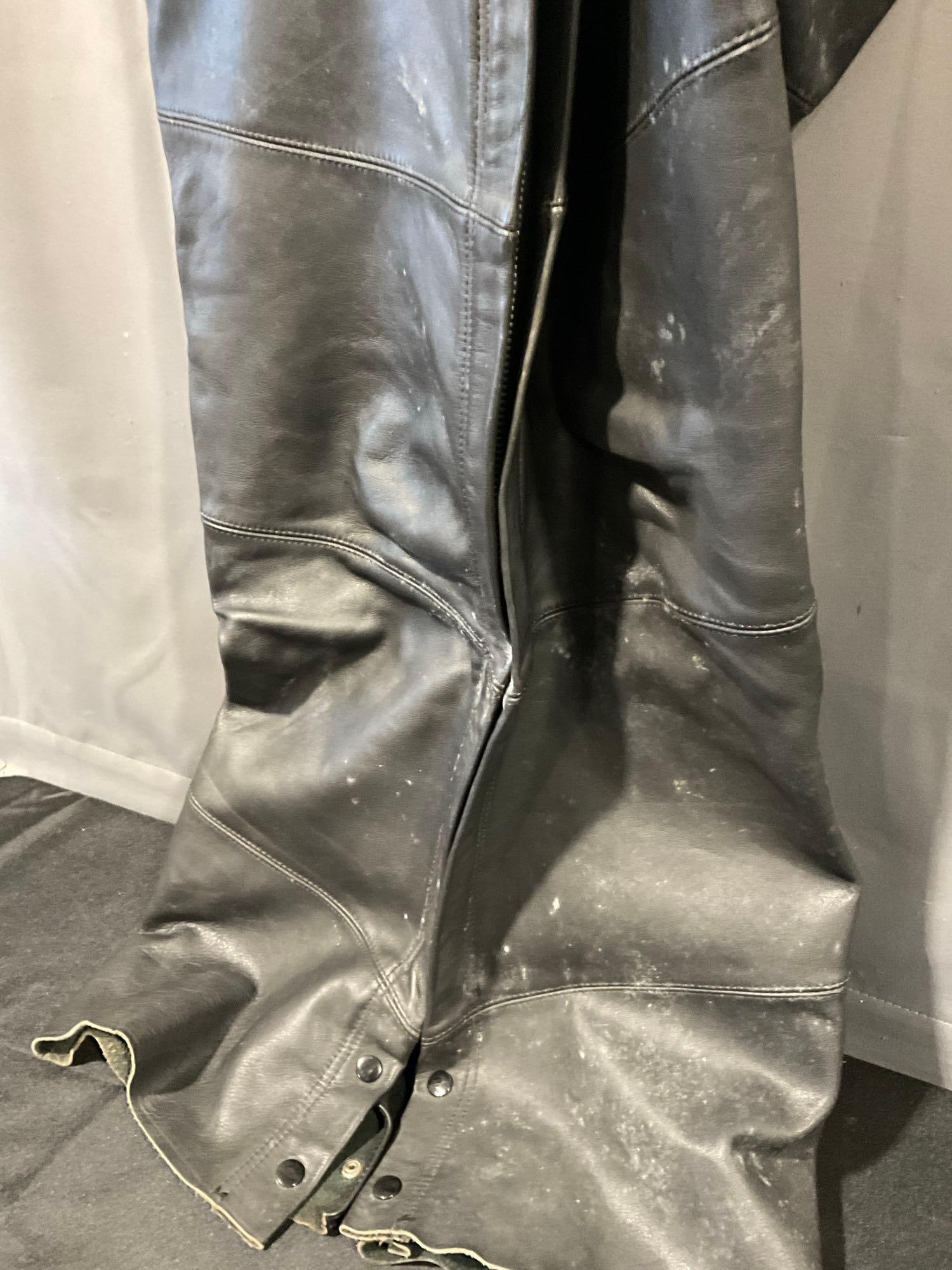 Harley-Davidson Leather Motorcycle Biker Chaps, Size Small, Black Leather - 2