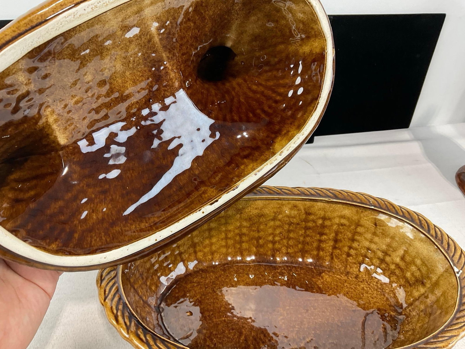 Pair of Ceramic Pheasant Figures, previously repaired, Hen Shaped Lidded Bowl, & Gravy Pitcher - 10