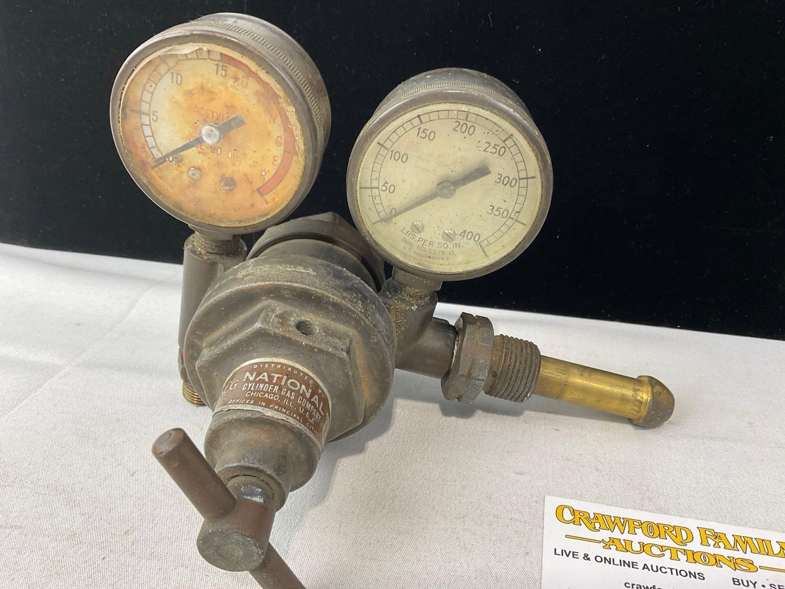 Pair of Cast Iron & Brass Valves, 2x National, Oxygen/Acetylene Gauges - 4
