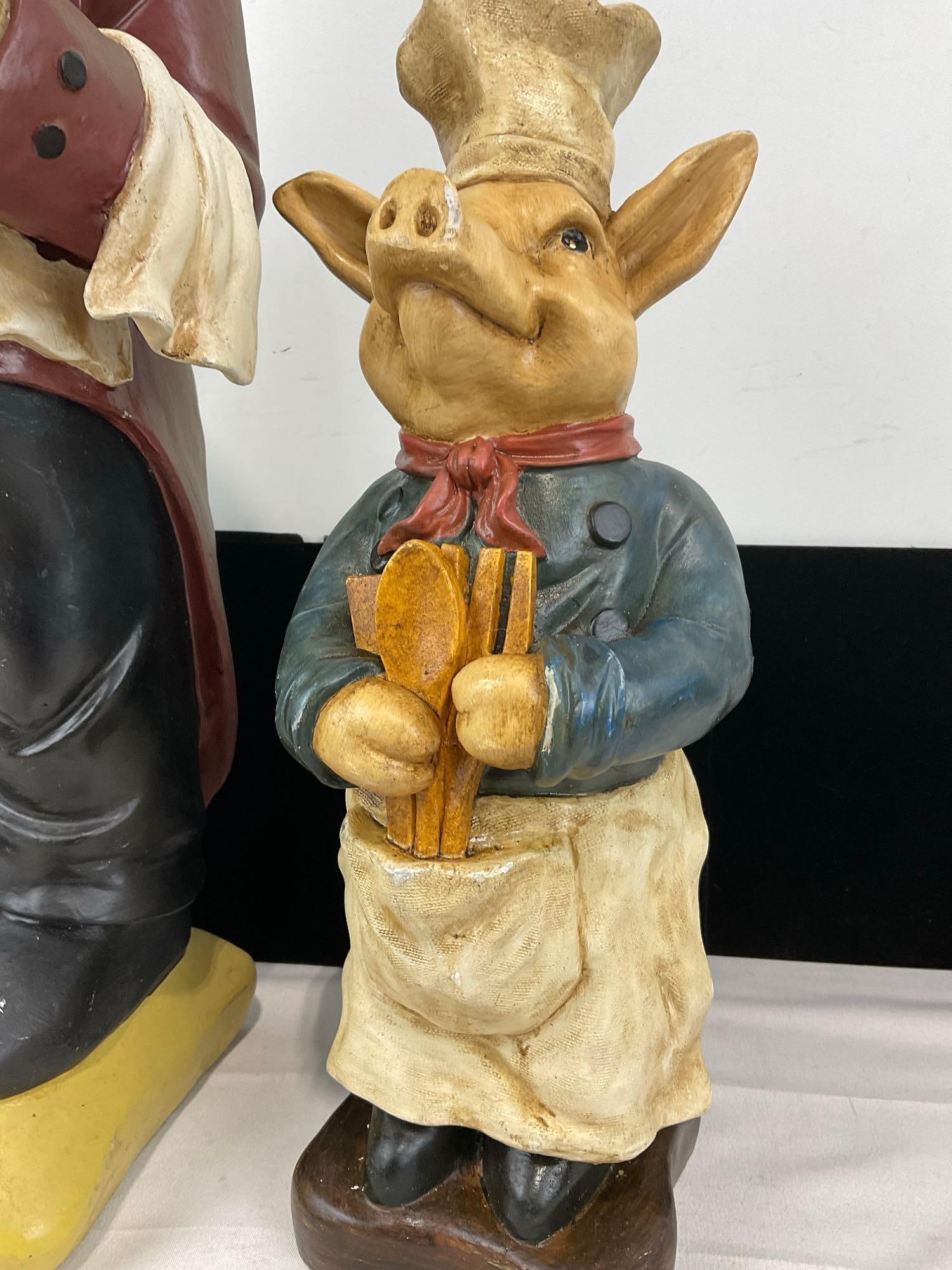 Pair of Pig Shaped Resin/Composite Figures, in Butler & Chef style Dress - 2