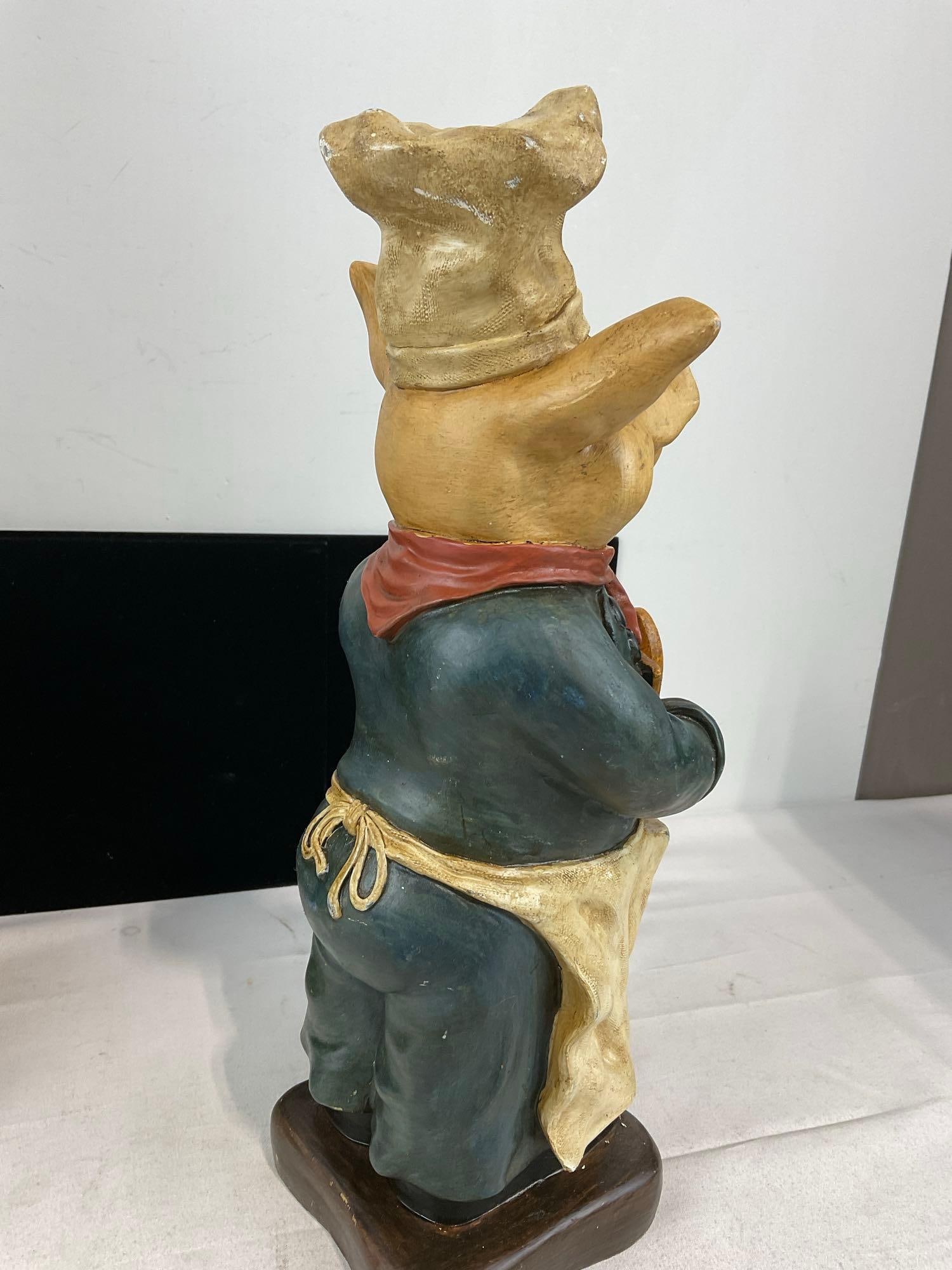 Pair of Pig Shaped Resin/Composite Figures, in Butler & Chef style Dress - 3