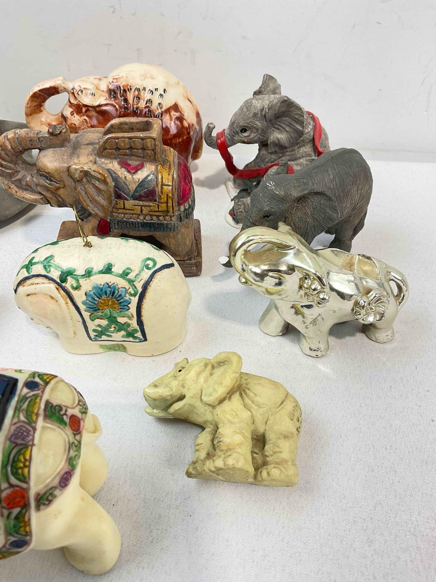 18 pcs Vintage Elephant Figurine Collection, incl. Ceramic, Carved Stone, Composite & More! - 6