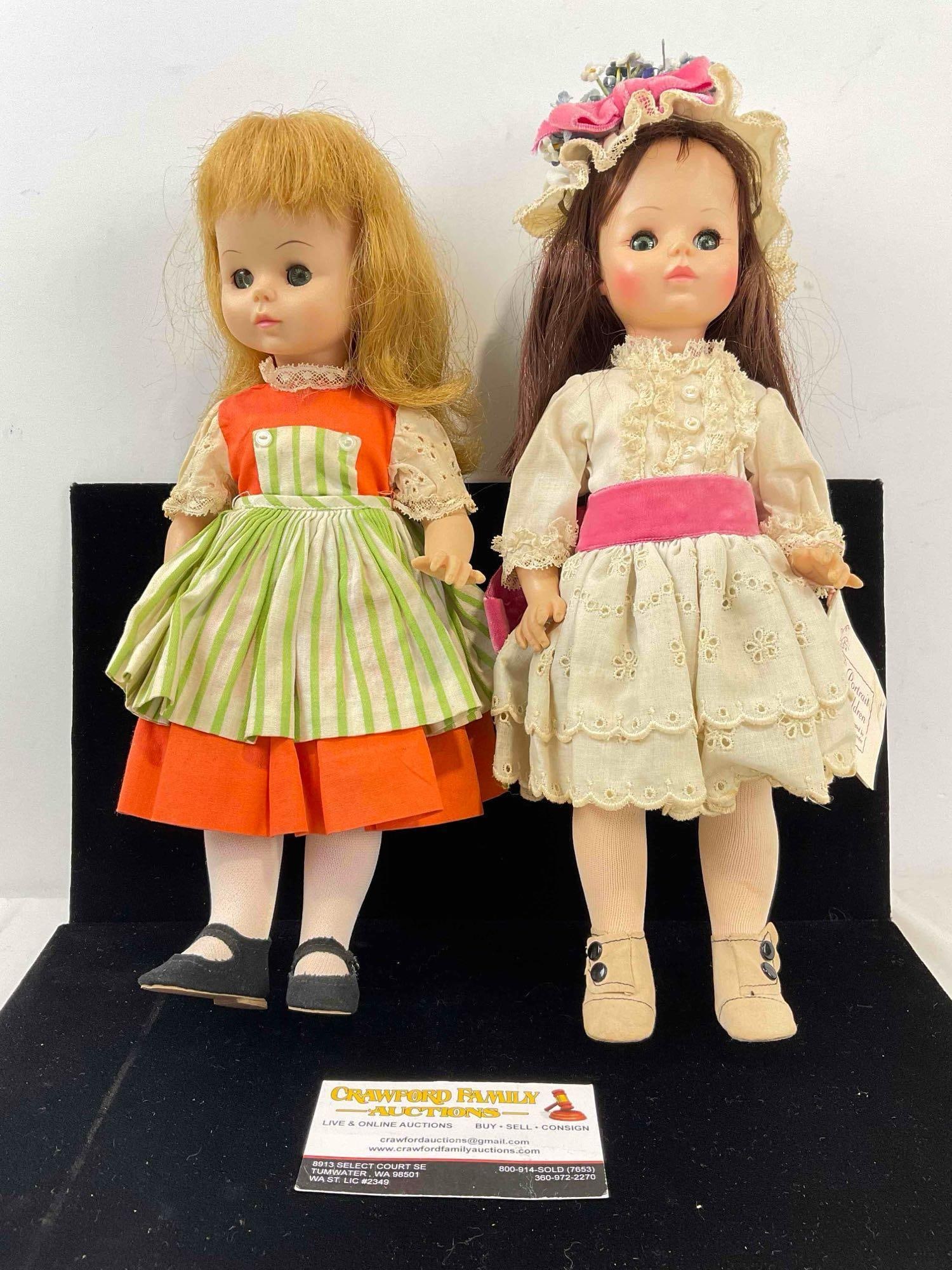 2 pcs Vintage Madame Alexander Plastic Dolls "Liesl" & "Degas Girl" w/ Tag. Very Good Condition.: 2 pcs Vintage Madame Alexander Plastic Dolls "Liesl" & "Degas Girl" w/ Tag. Very Good Condition. Minor wear indicative of age, condition is otherwise very good. Measures 4" x 4" x 13" DM-414
