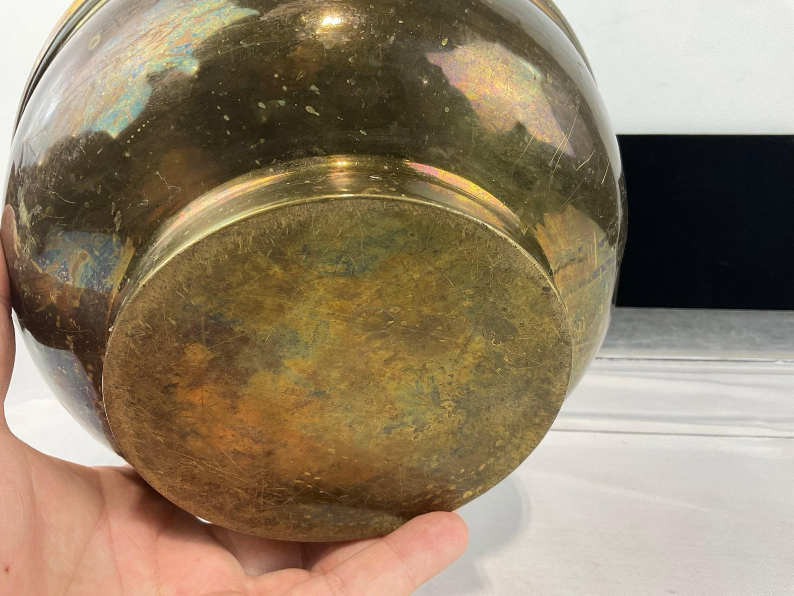Vintage Brass Spittoon, Redskin Brand Chewing Tobacco Cut Plug, Embossed design, 12x10x10 inches - 5