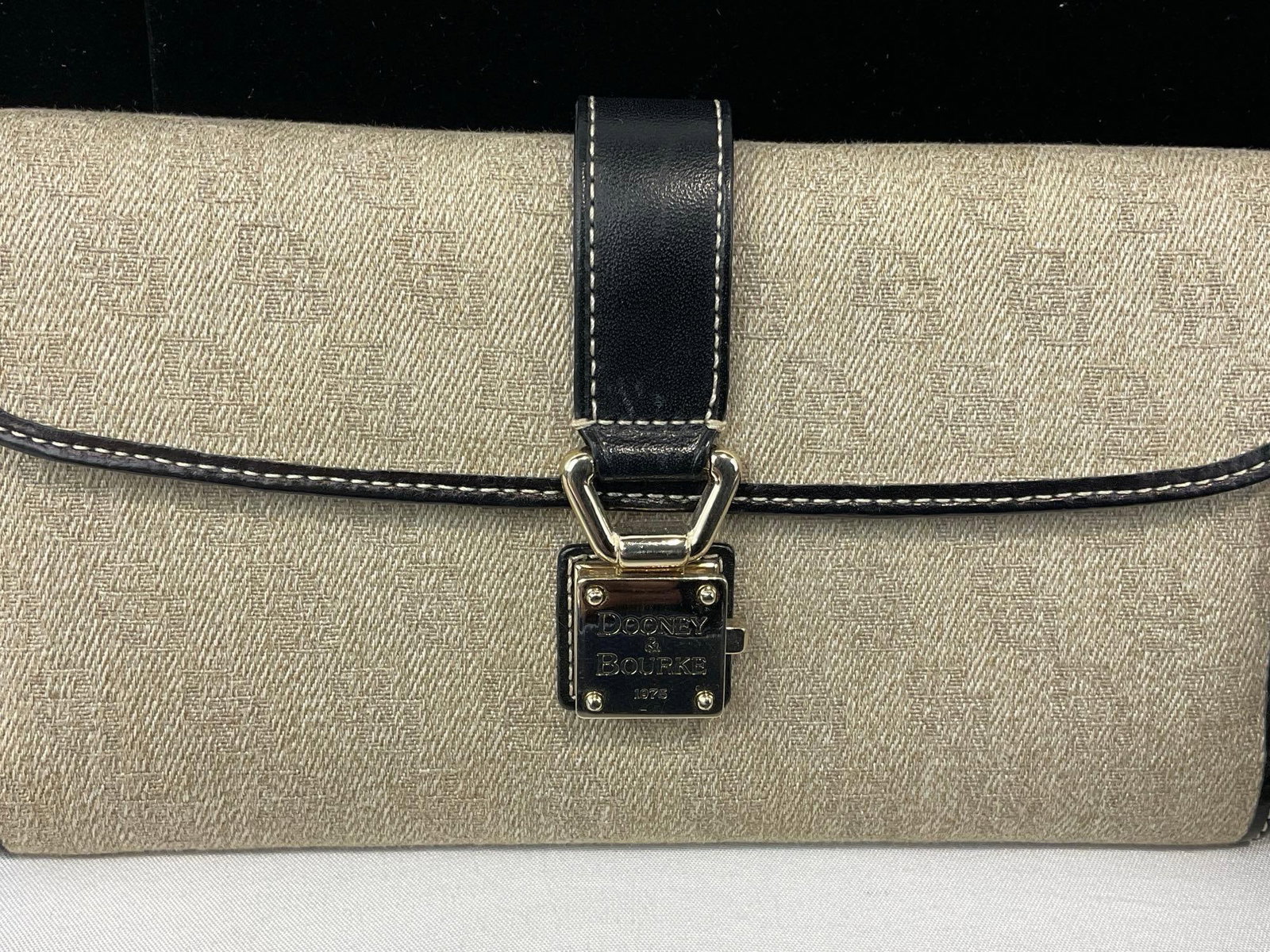 Pair of Dooney & Bourke Tan Fabric/Black Leather Wristlet & Grey & Leather Wristlet Wallet - 2