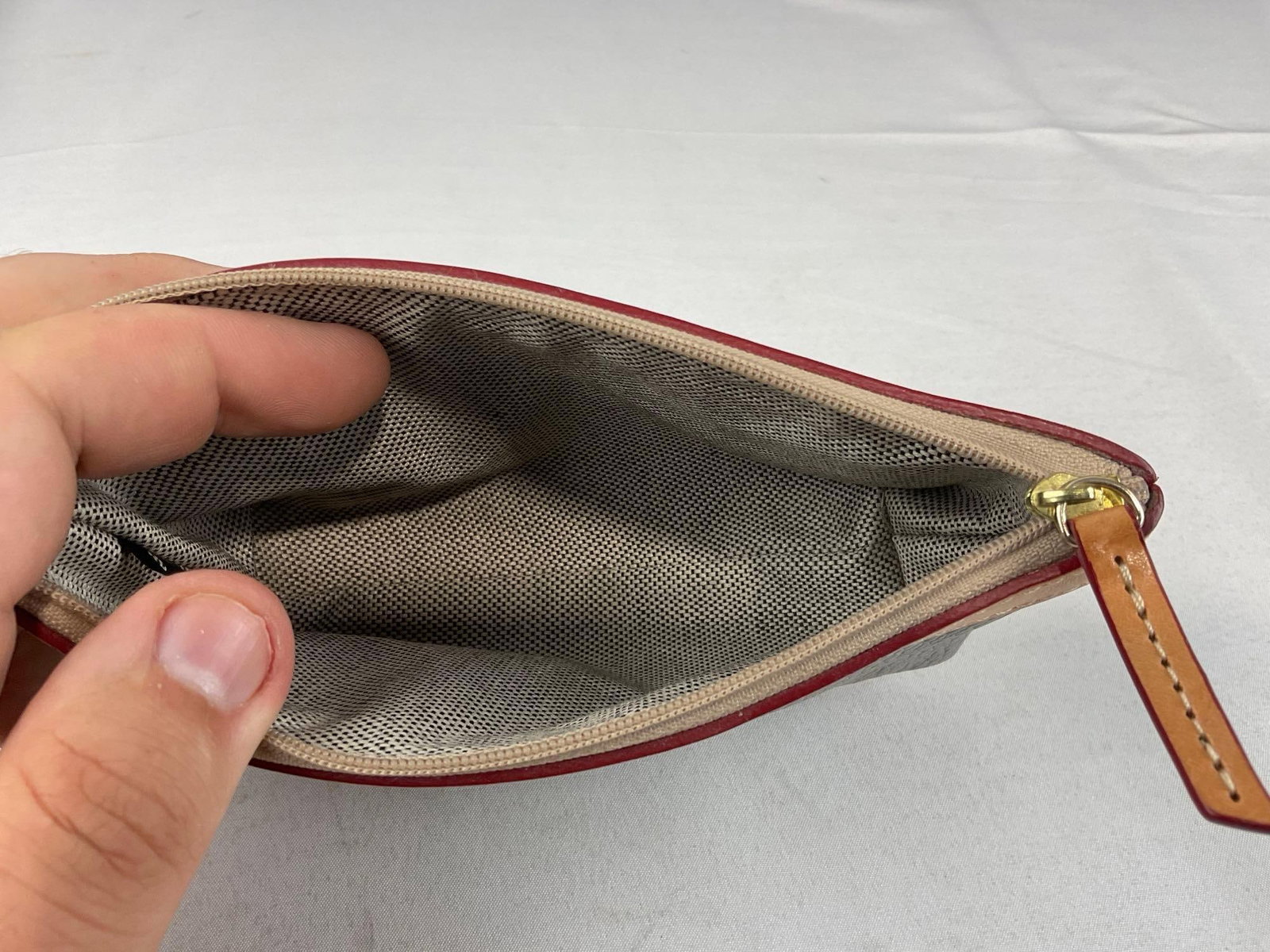 Pair of Dooney & Bourke Tan Fabric/Black Leather Wristlet & Grey & Leather Wristlet Wallet - 6