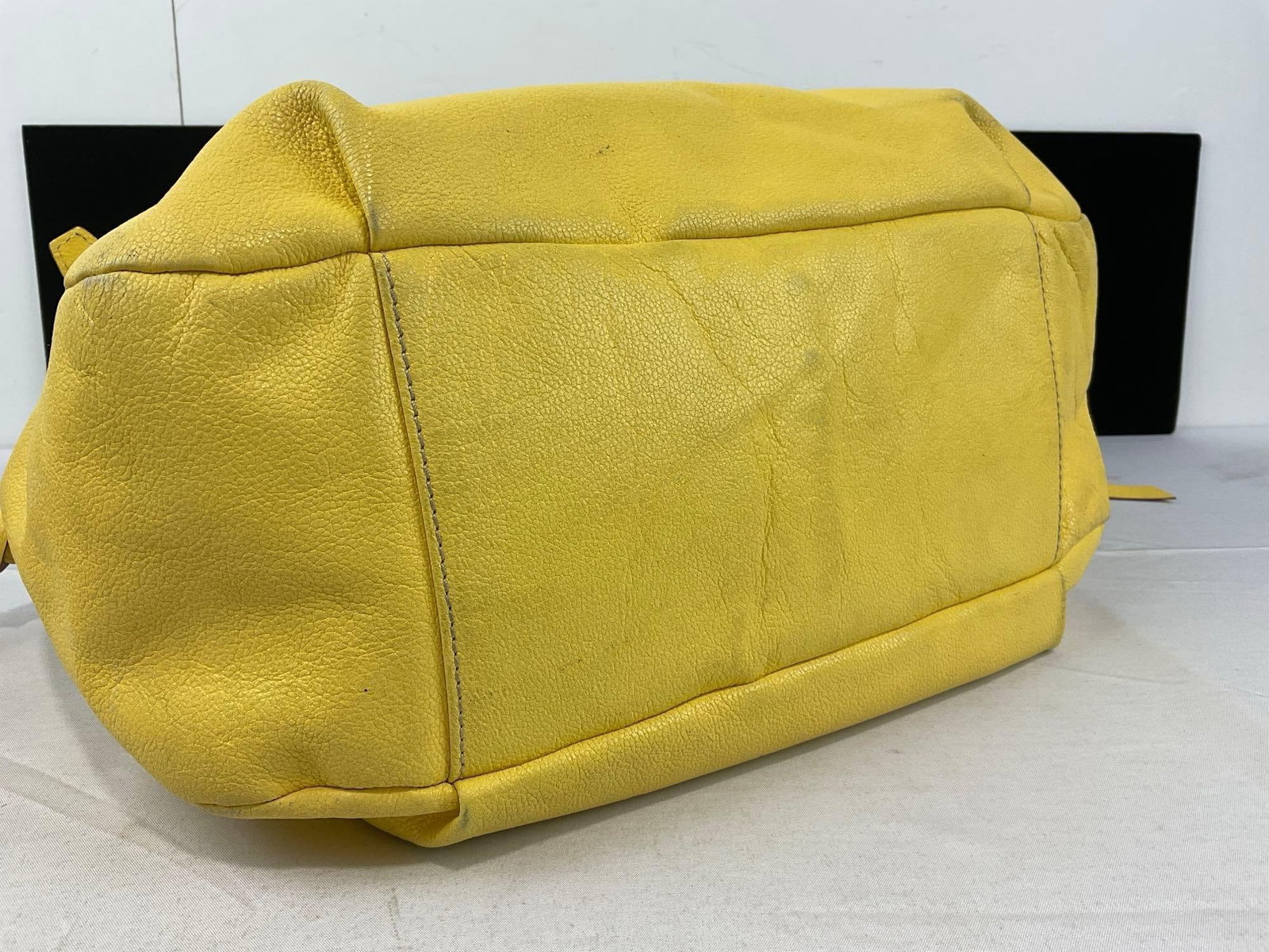 Dooney & Bourke Pale Yellow Leather Shoulder Bag, w/Pink/White Lining - 4