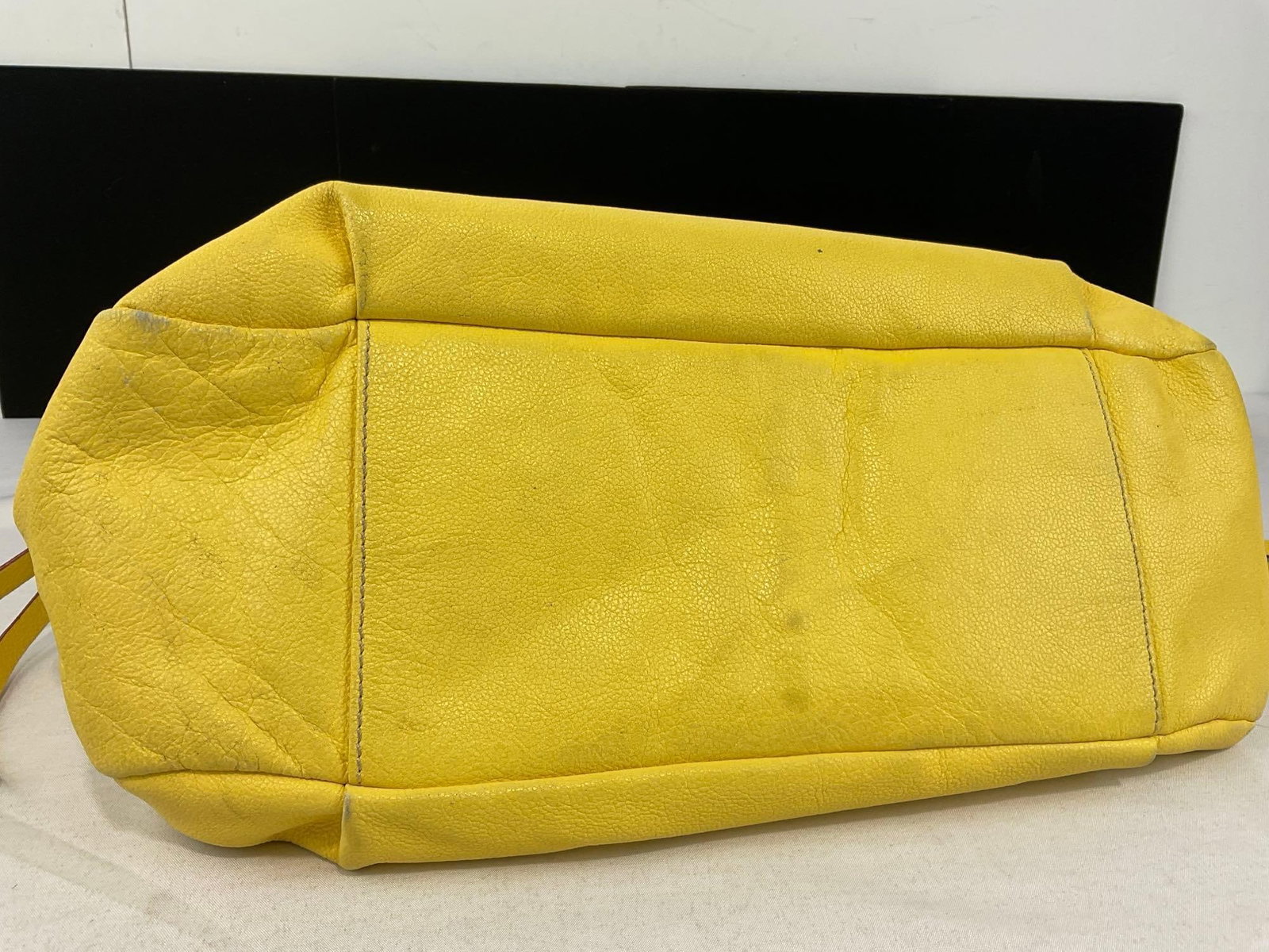 Dooney & Bourke Pale Yellow Leather Shoulder Bag, w/Pink/White Lining - 8