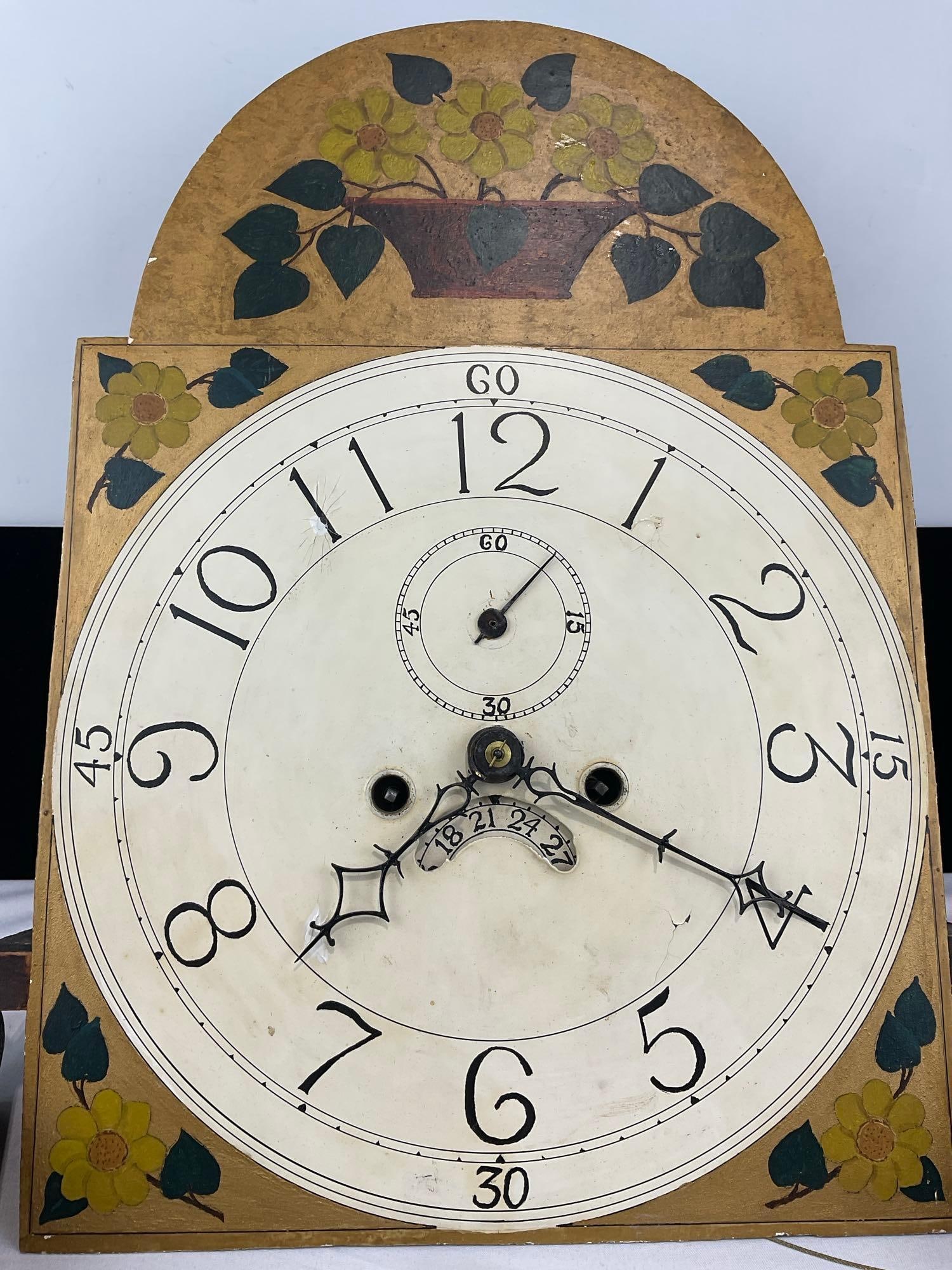 Vintage Grandfather Clock Movement & Internals w/pair of Huge Cast Iron Metals - 2